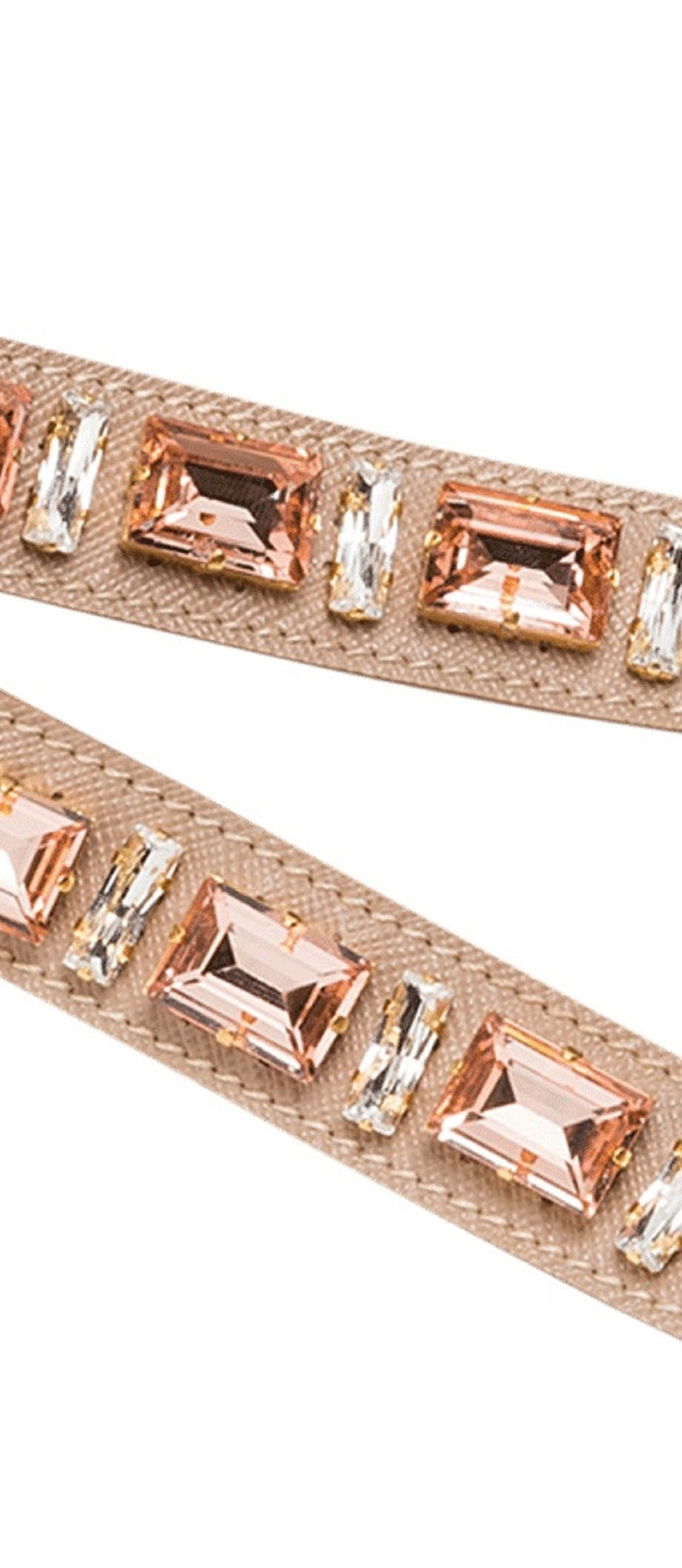 Prada Leather Saffiano Crystal Women's Blush Pink Strap 1TY006 at_Queen_Bee_of_Beverly_Hills