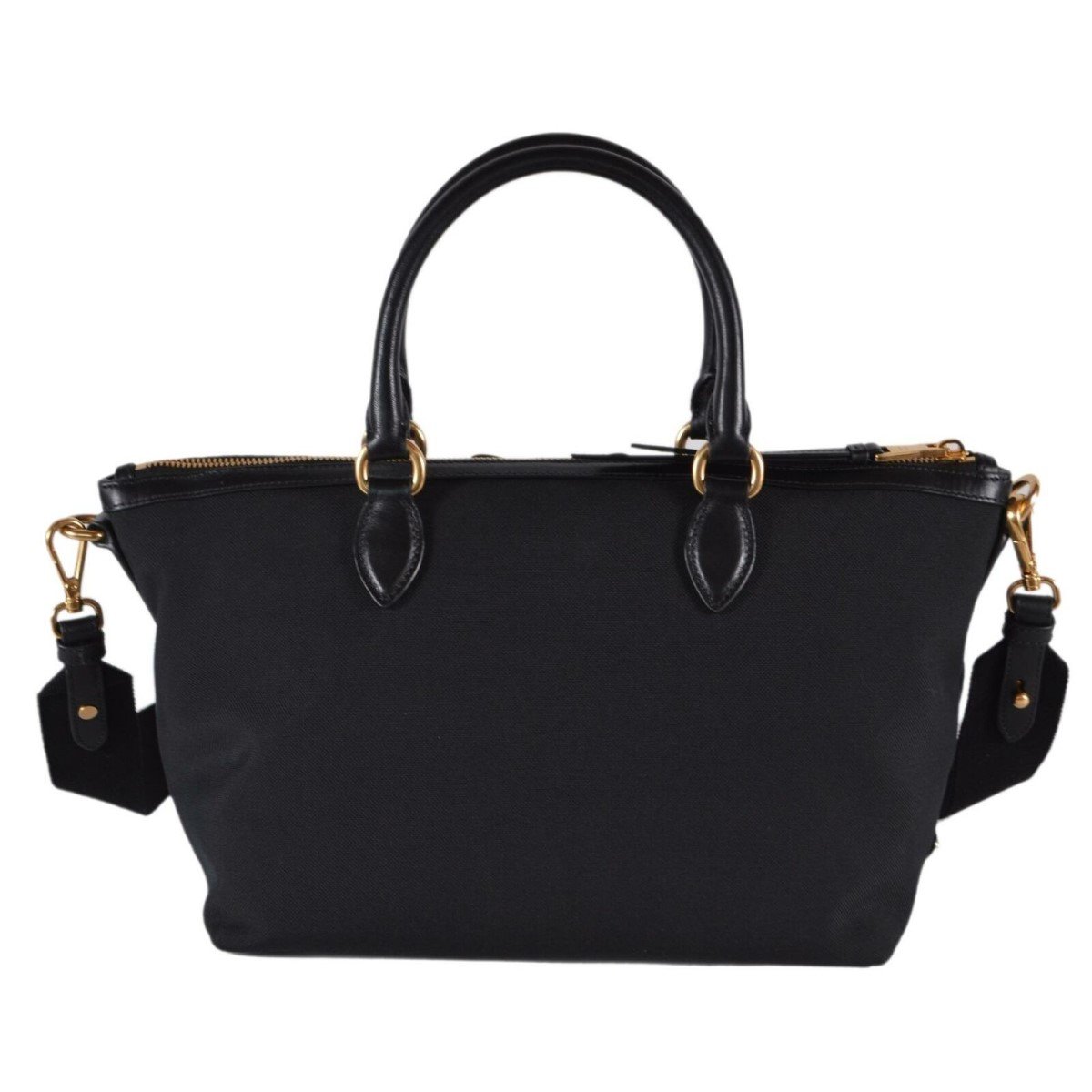 Prada Logo Jacquard Black Canvas Satchel Crossbody 1BA104 at_Queen_Bee_of_Beverly_Hills