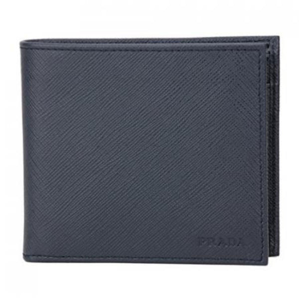 Prada Saffiano Baltico Blue Leather Gold Logo Bifold Snap Wallet – Queen  Bee of Beverly Hills