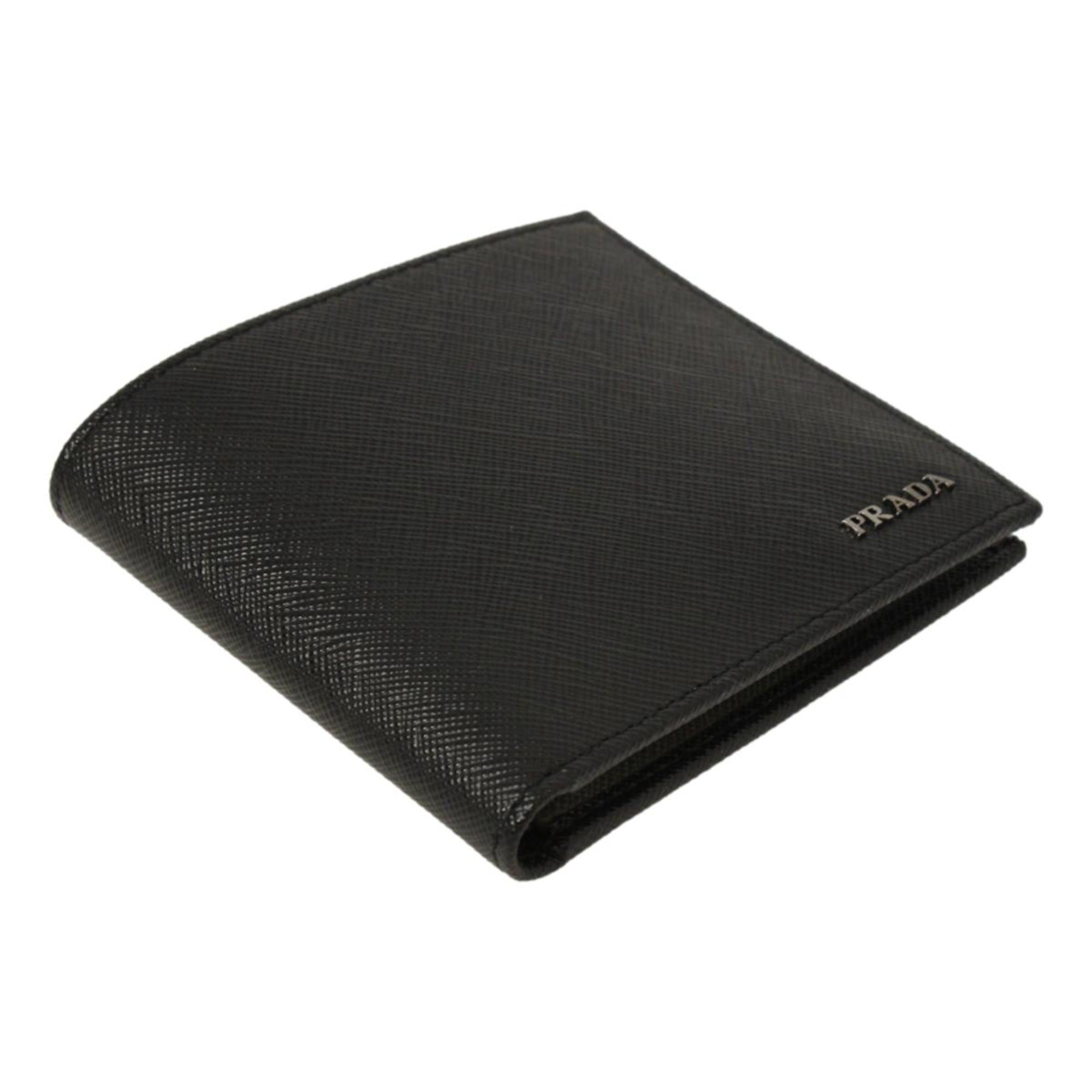 Prada Men's Black Saffiano Leather Logo Billfold Bifold Wallet 2MO513 at_Queen_Bee_of_Beverly_Hills