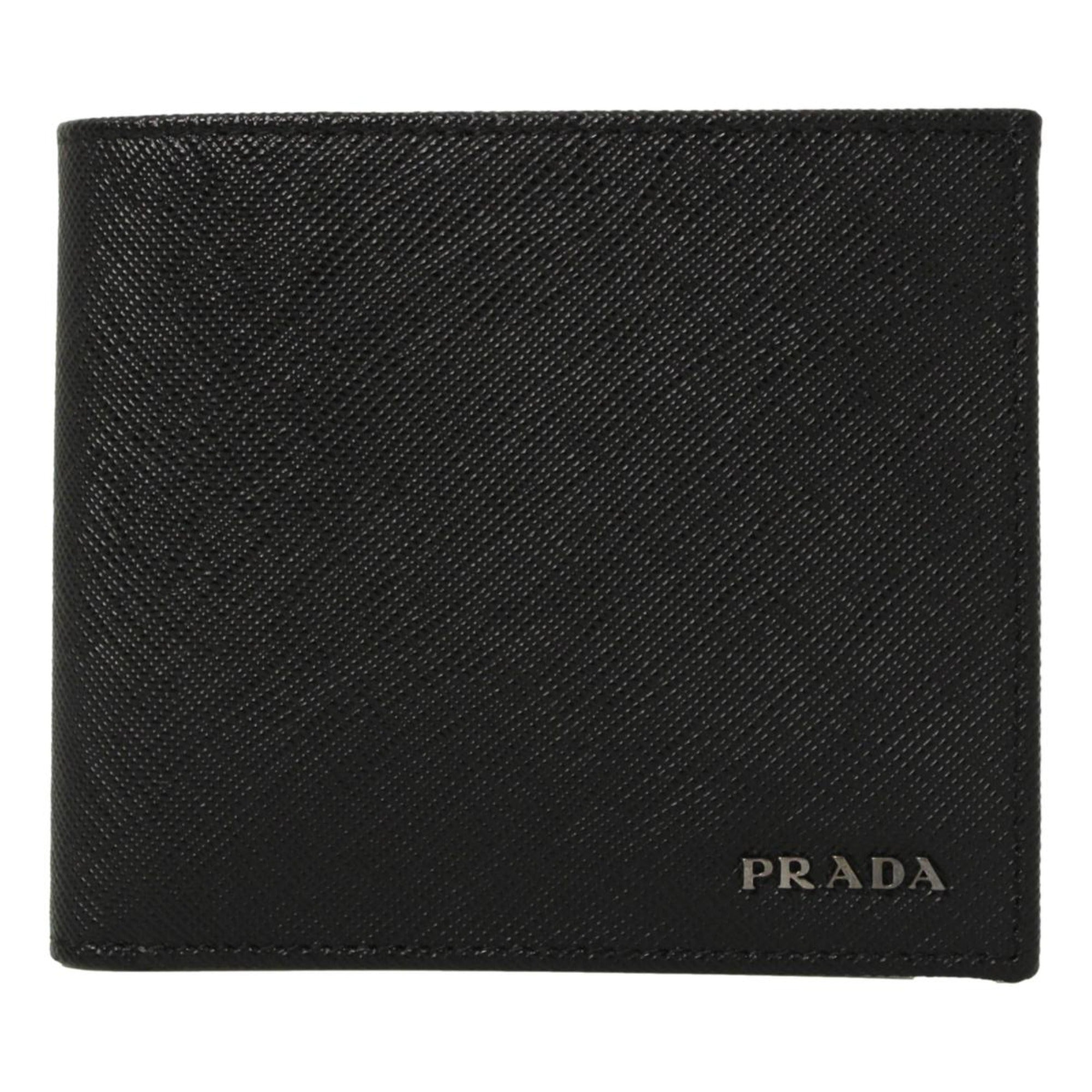 Prada Men's Black Saffiano Leather Logo Billfold Bifold Wallet 2MO513 at_Queen_Bee_of_Beverly_Hills