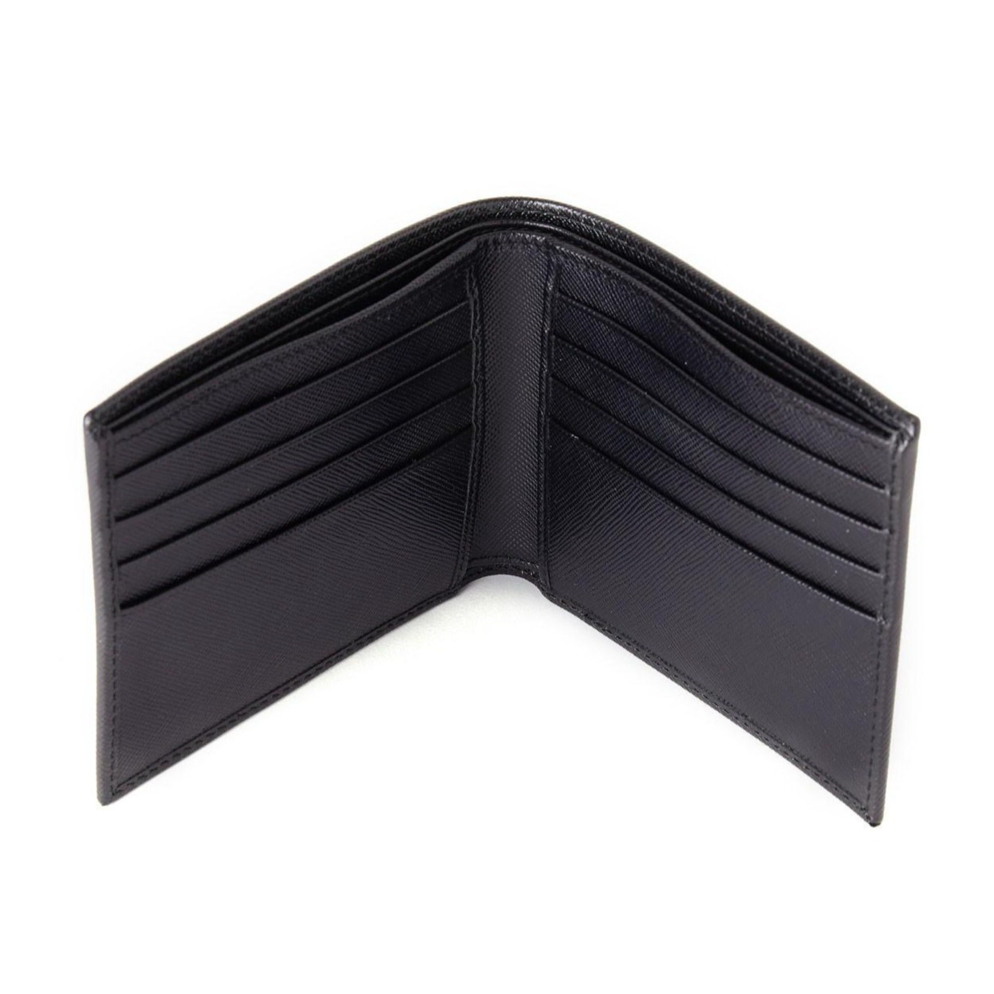 Prada Men's Black Saffiano Leather Logo Billfold Bifold Wallet 2MO513 at_Queen_Bee_of_Beverly_Hills