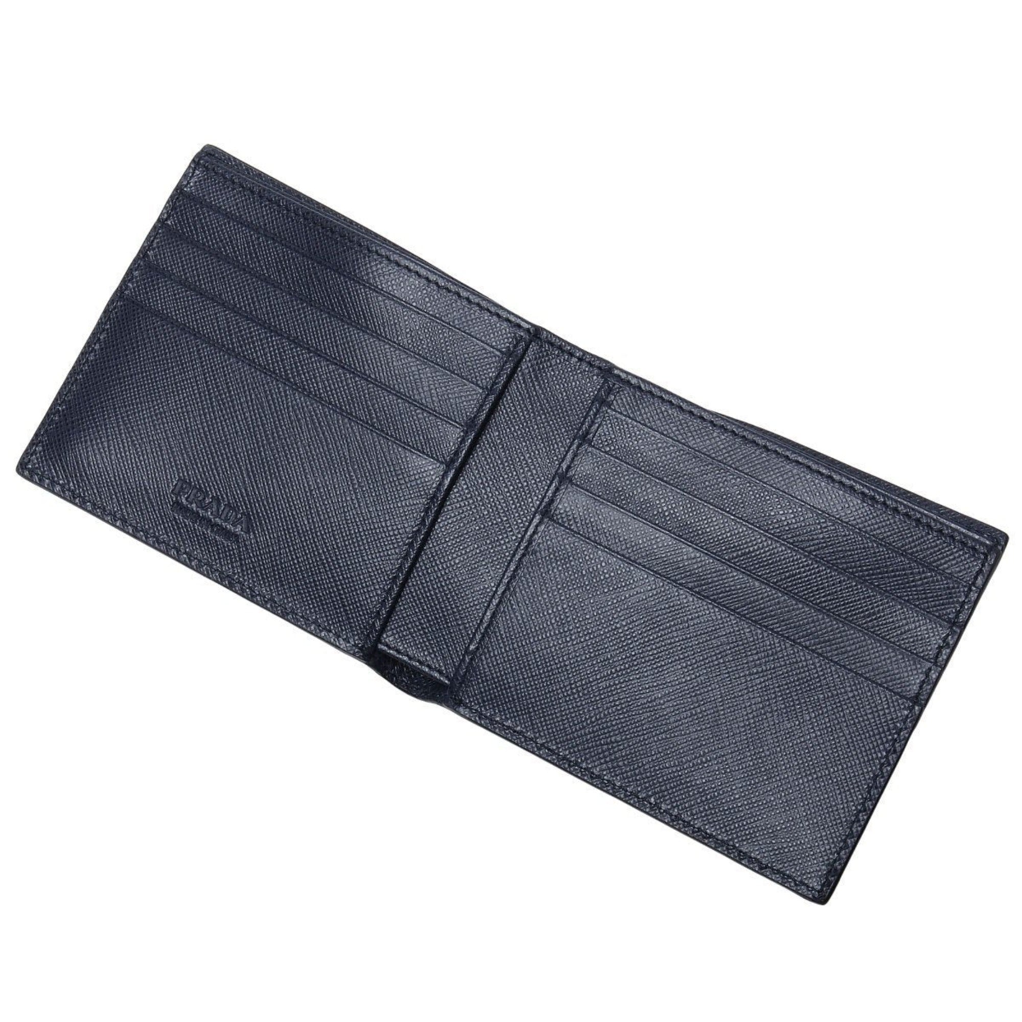 Prada Men's Black Saffiano Leather Logo Billfold Bifold Wallet 2MO513 at_Queen_Bee_of_Beverly_Hills