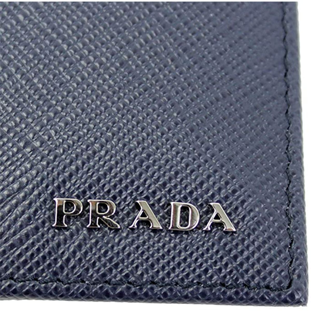 Prada Men's Blue Black Saffiano Cuir Leather Billfold Wallet 2M0513 at_Queen_Bee_of_Beverly_Hills