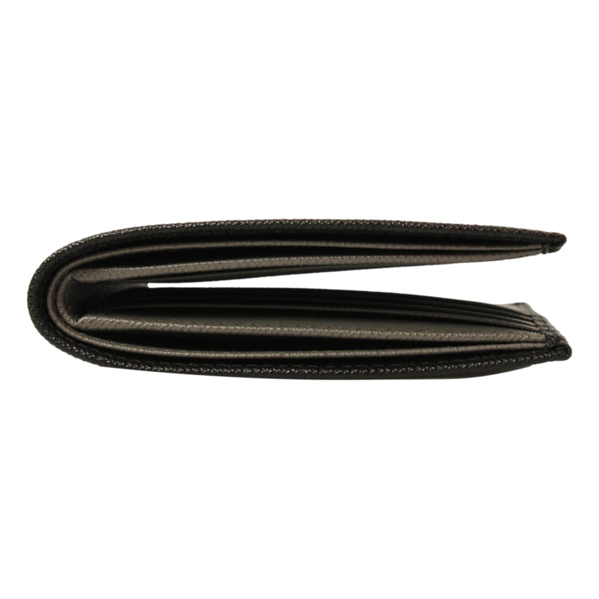 Prada Men's Nero Black Grey Saffiano Cuir Leather Billfold Wallet 2M0513 at_Queen_Bee_of_Beverly_Hills