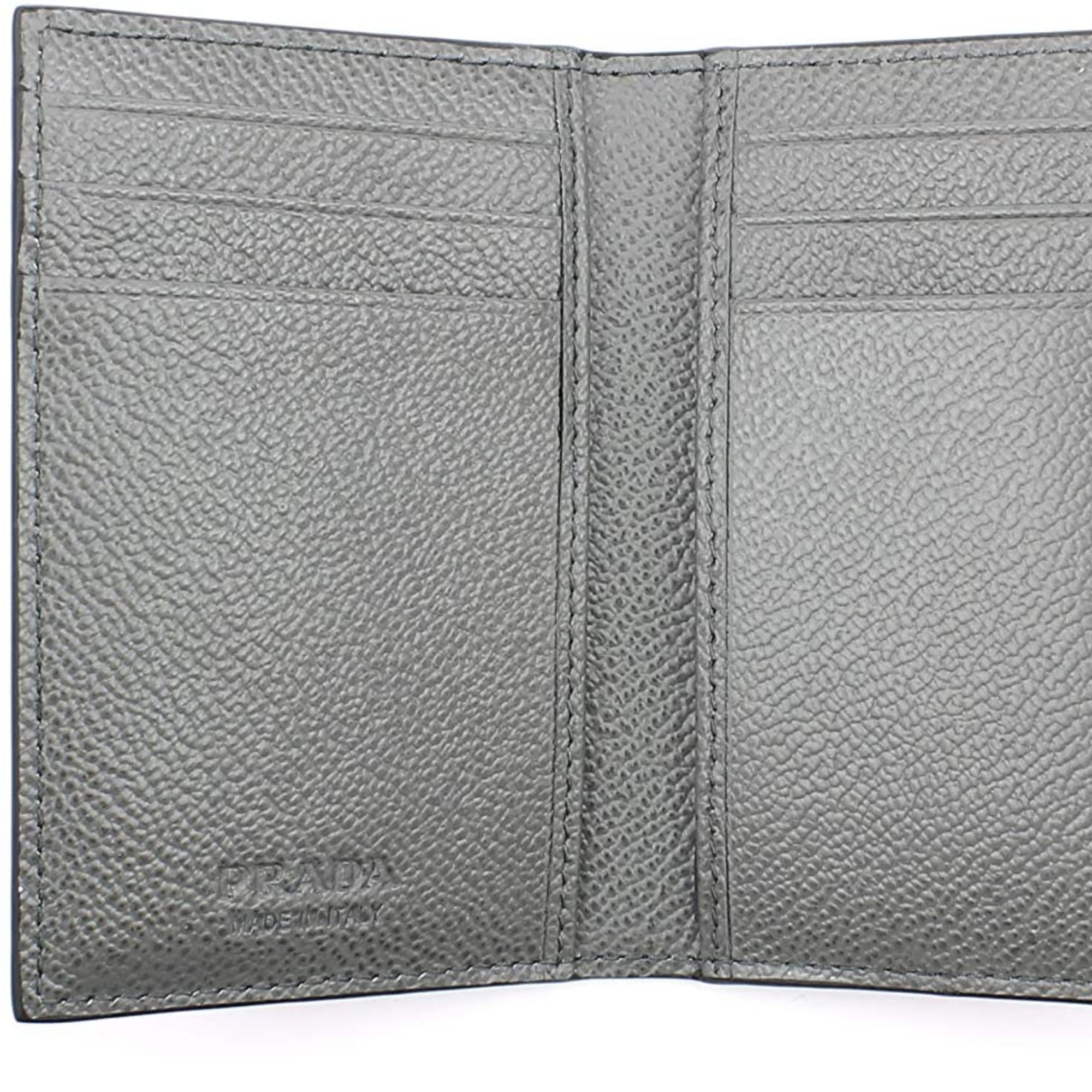 Prada Men's Vitello Micro Grain Black Grey Leather Vertical Card Holder 2MC101 at_Queen_Bee_of_Beverly_Hills
