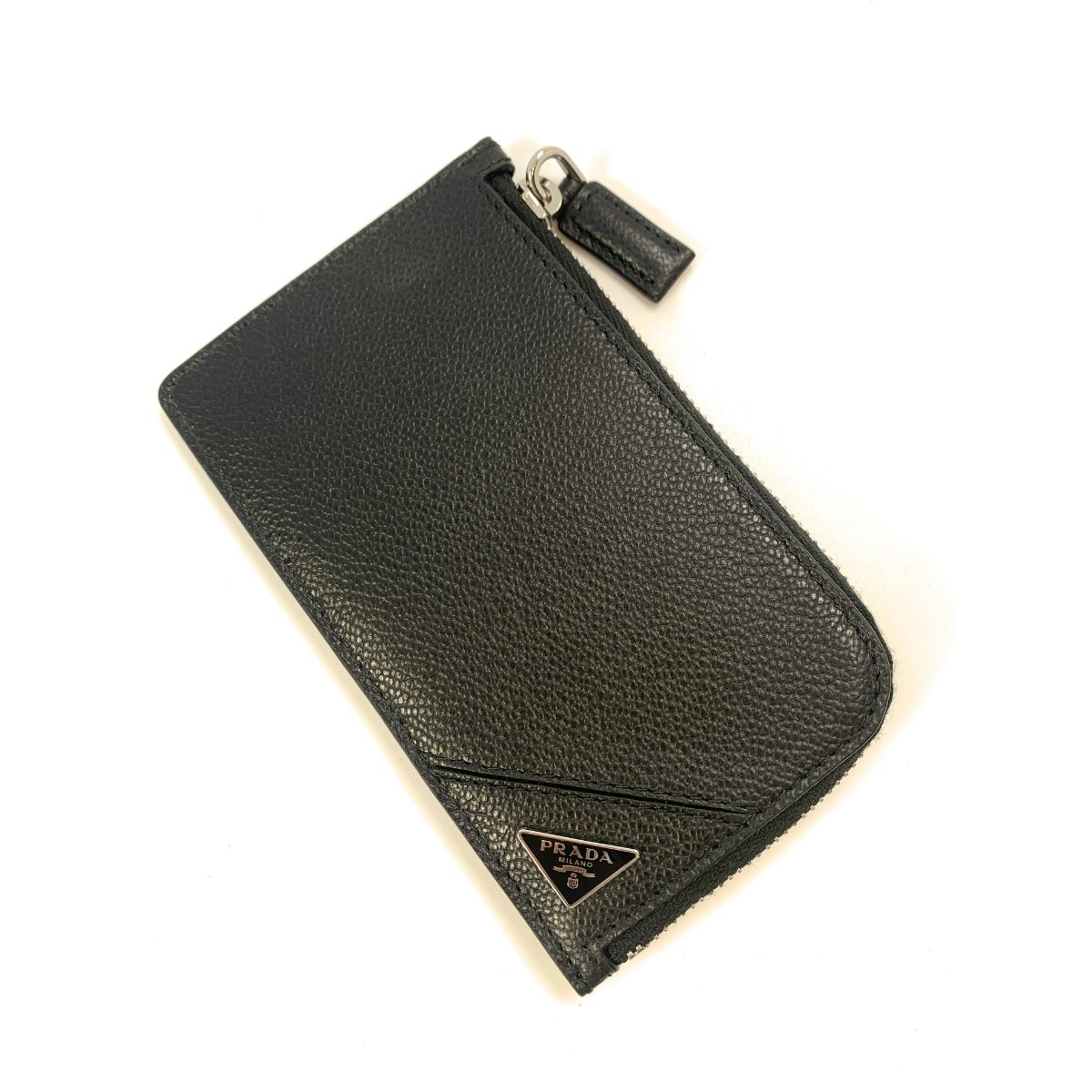 Prada Men's Vitello Micro Grain Black Leather Zipper Card Case Wallet 2MC021 at_Queen_Bee_of_Beverly_Hills