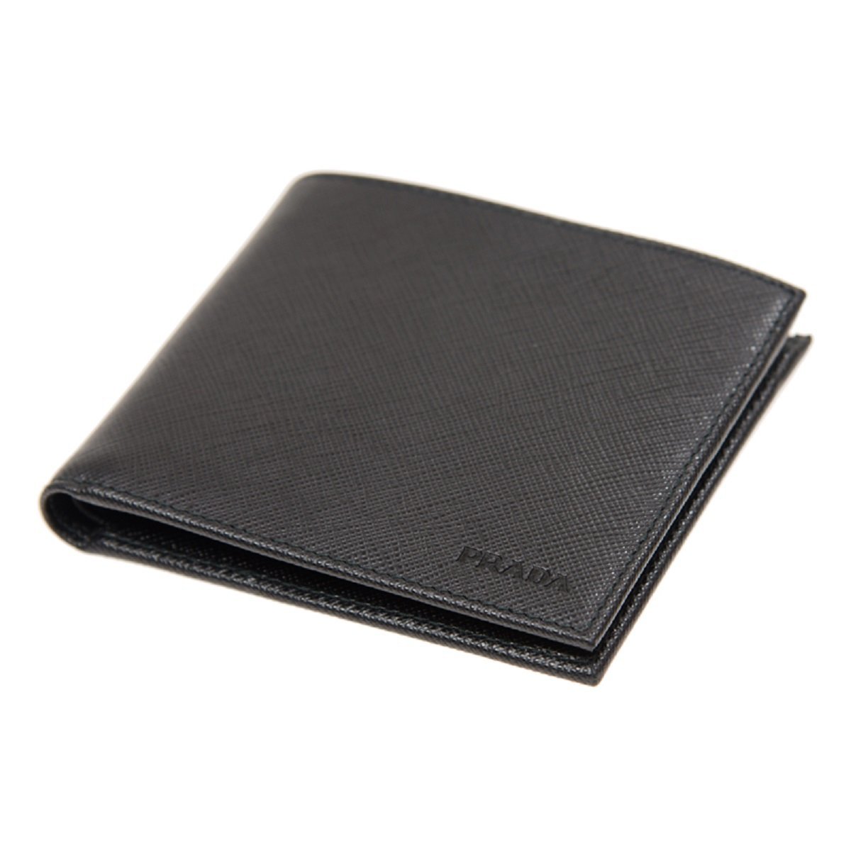 Prada Men's Vitello Micro Grain Nero Black Bifold Wallet 2MO233 at_Queen_Bee_of_Beverly_Hills