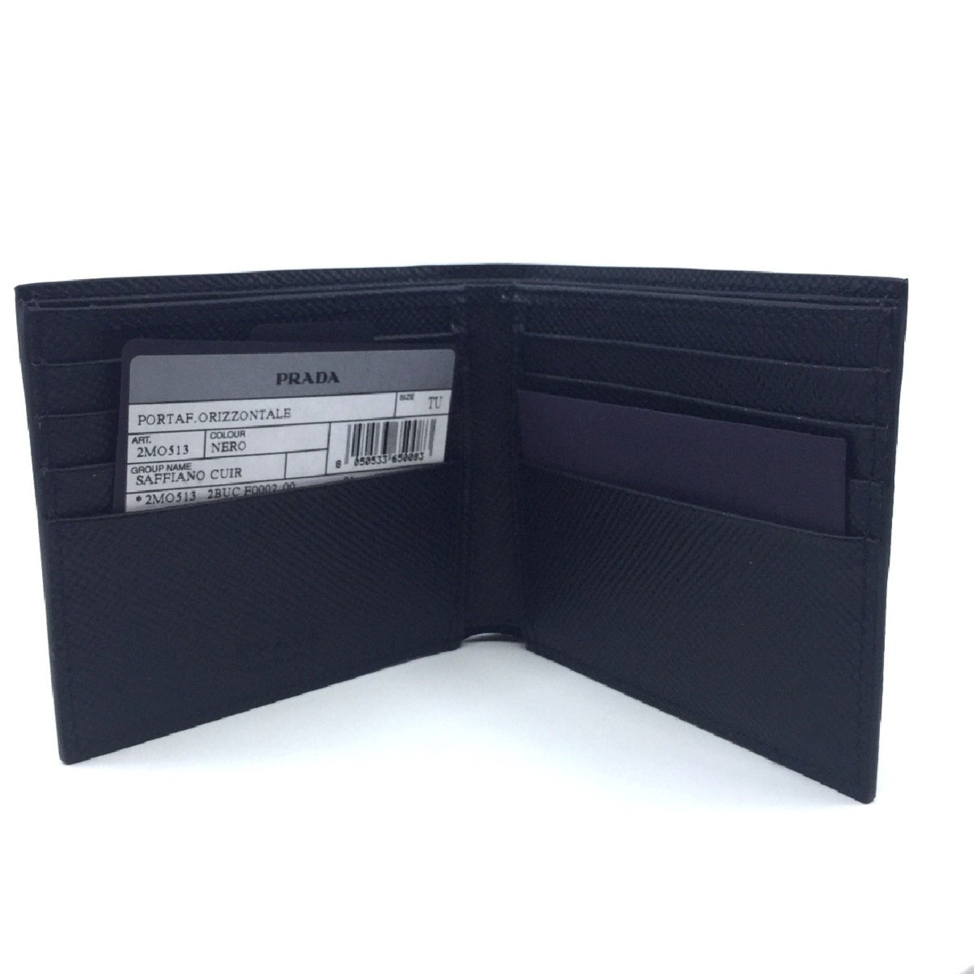 Prada Mens Nero Black Saffiano Leather Billfold Bifold Wallet 2MO513 at_Queen_Bee_of_Beverly_Hills