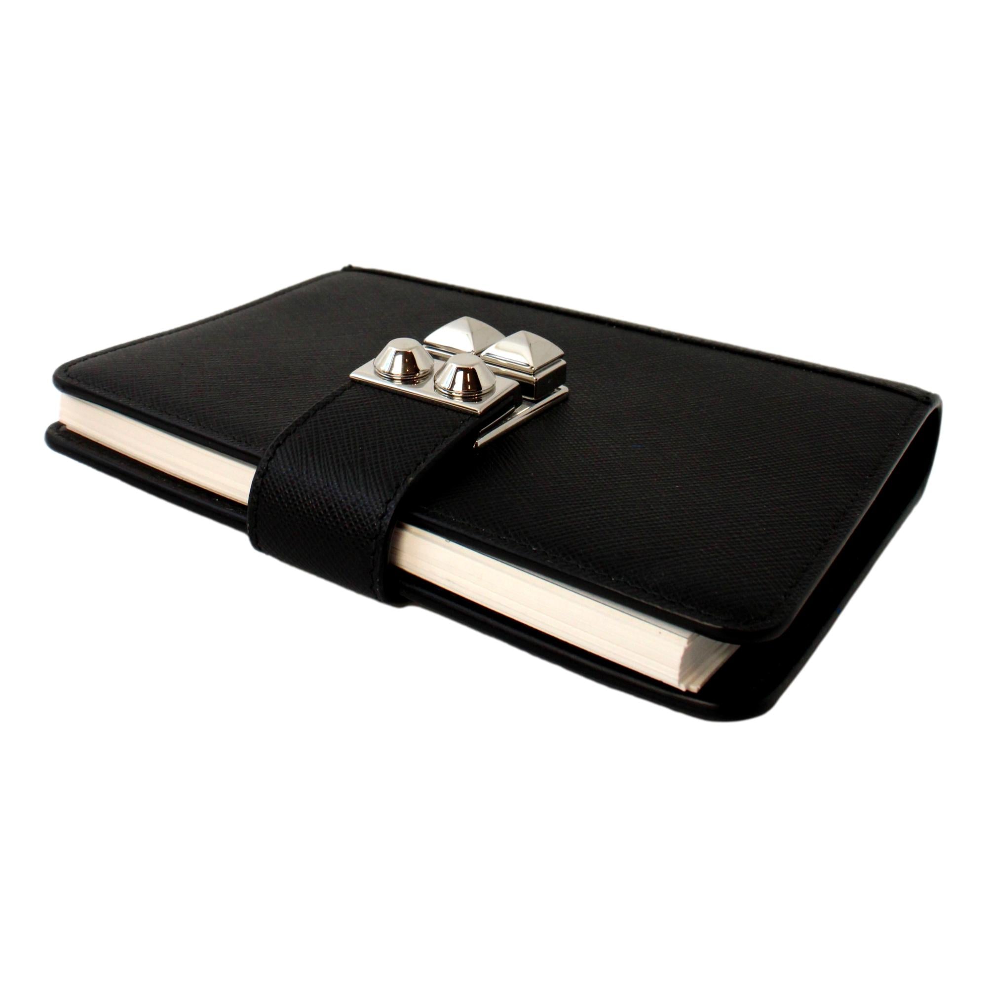 Prada Nero Black Saffiano Lock Journal 1AZ002 at_Queen_Bee_of_Beverly_Hills