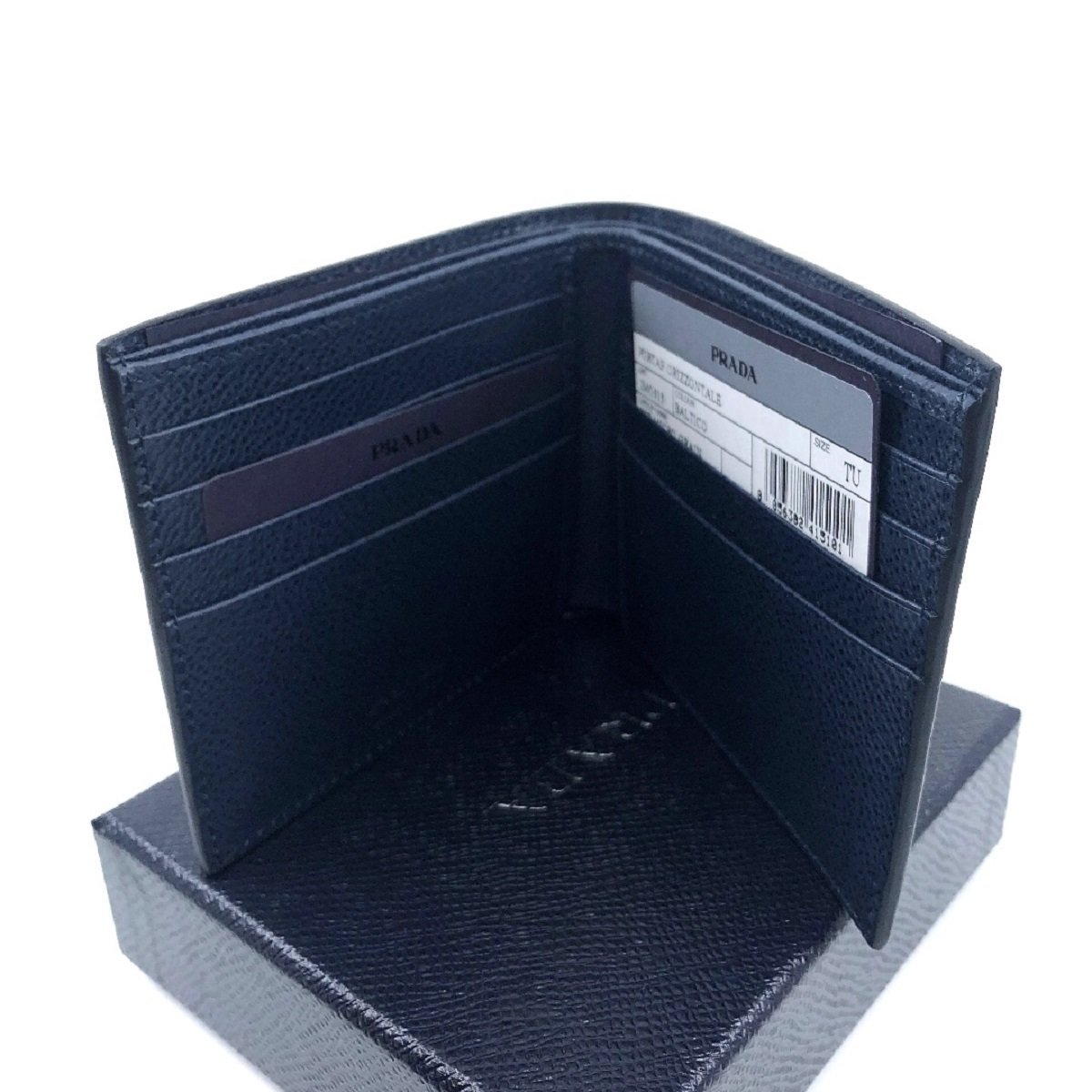 Prada Orizzontale Black Vitello Micro Grain Leather Iconic Triangle Logo Wallet 2MO513 at_Queen_Bee_of_Beverly_Hills