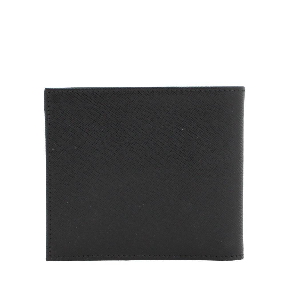 Prada Portaf Orizzontale Saffiano Bifold Leather Brown Black Wallet at_Queen_Bee_of_Beverly_Hills