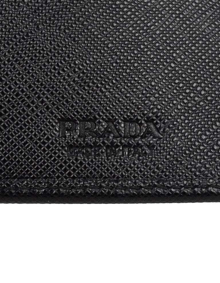 Prada Portaf Orizzontale Vitello Micro Grain Nero Black Mens Wallet at_Queen_Bee_of_Beverly_Hills