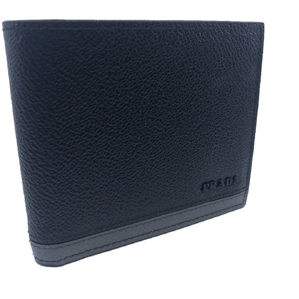 Prada Portafoglio Black Nero Baltico Grey Vitello Micro Grain Leather Wallet 2MO513 at_Queen_Bee_of_Beverly_Hills