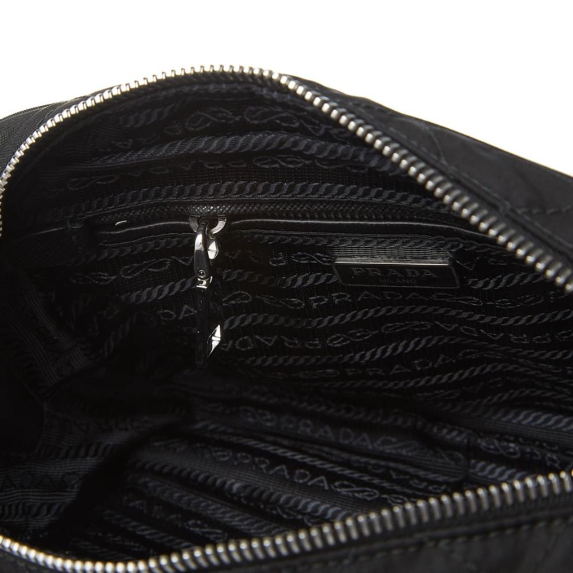 Prada Quilted Tessuto Nylon Black Bandoliera Triangle Logo Bag 1BH910 at_Queen_Bee_of_Beverly_Hills
