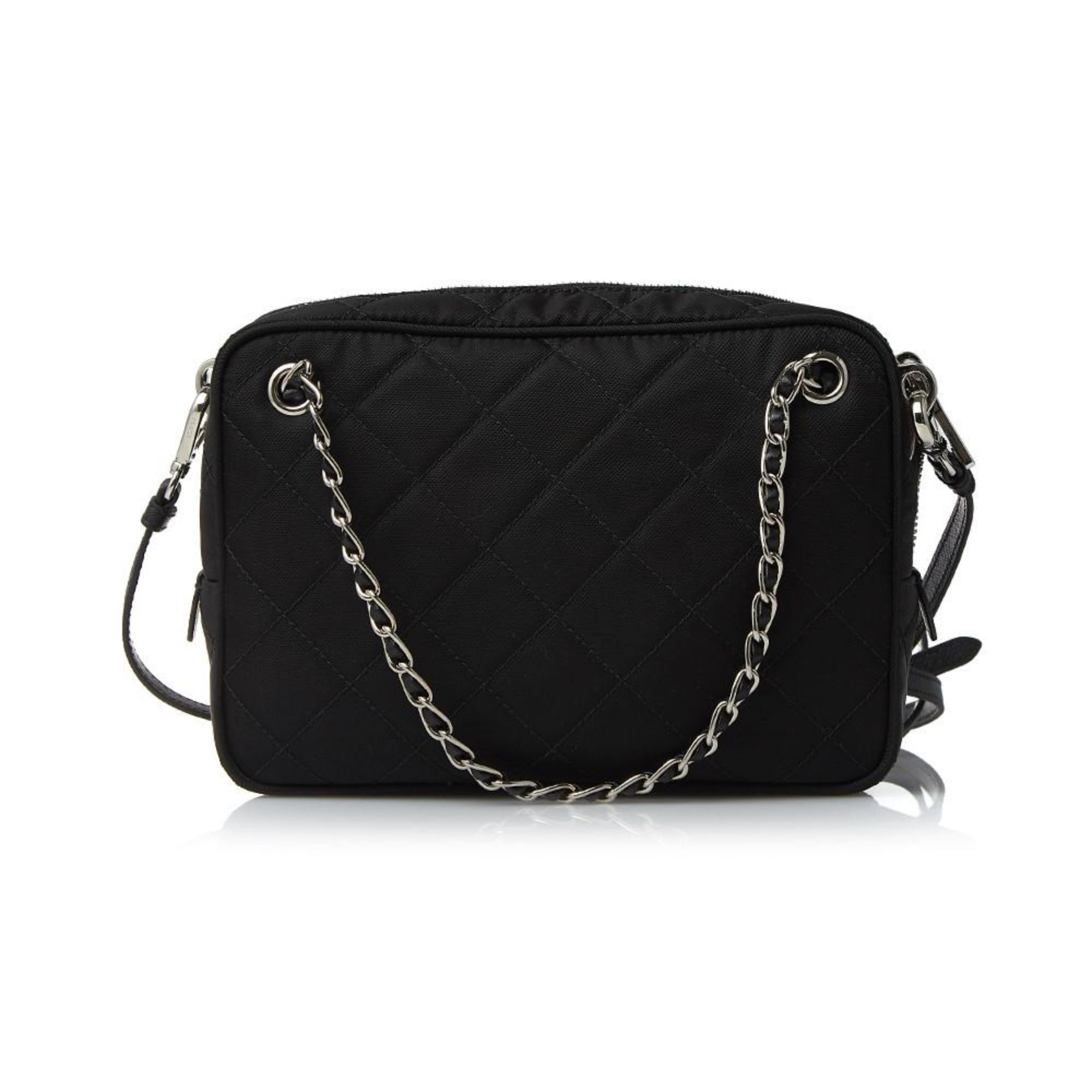 Prada Quilted Tessuto Nylon Black Bandoliera Triangle Logo Bag 1BH910 at_Queen_Bee_of_Beverly_Hills