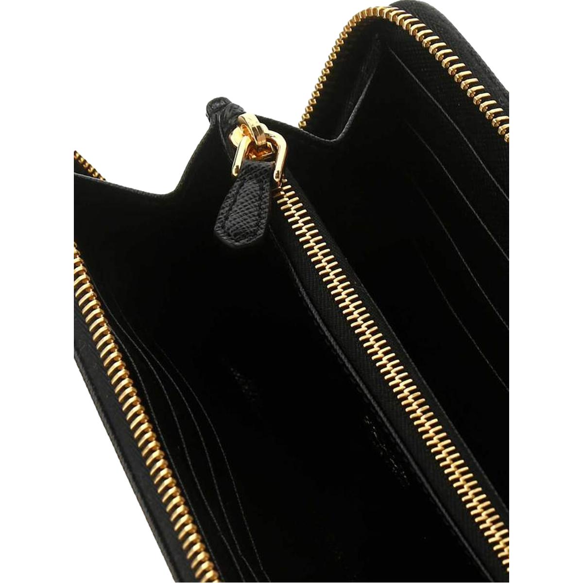 Prada Saffiano Leather Black Zip Wallet 1ML506 at_Queen_Bee_of_Beverly_Hills