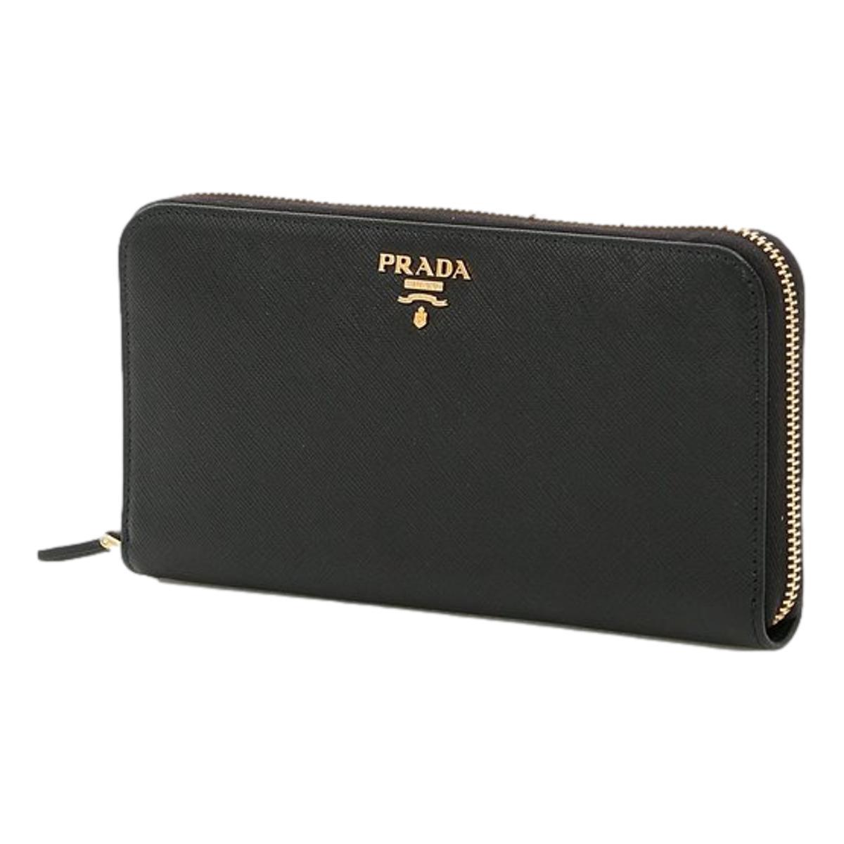 Prada Saffiano Leather Black Zip Wallet 1ML506 at_Queen_Bee_of_Beverly_Hills