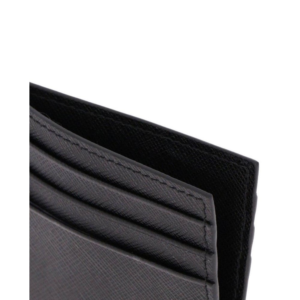 Prada Saffiano Mens Credit Card Wallet Black Nero Silver Logo 2MC223 at_Queen_Bee_of_Beverly_Hills