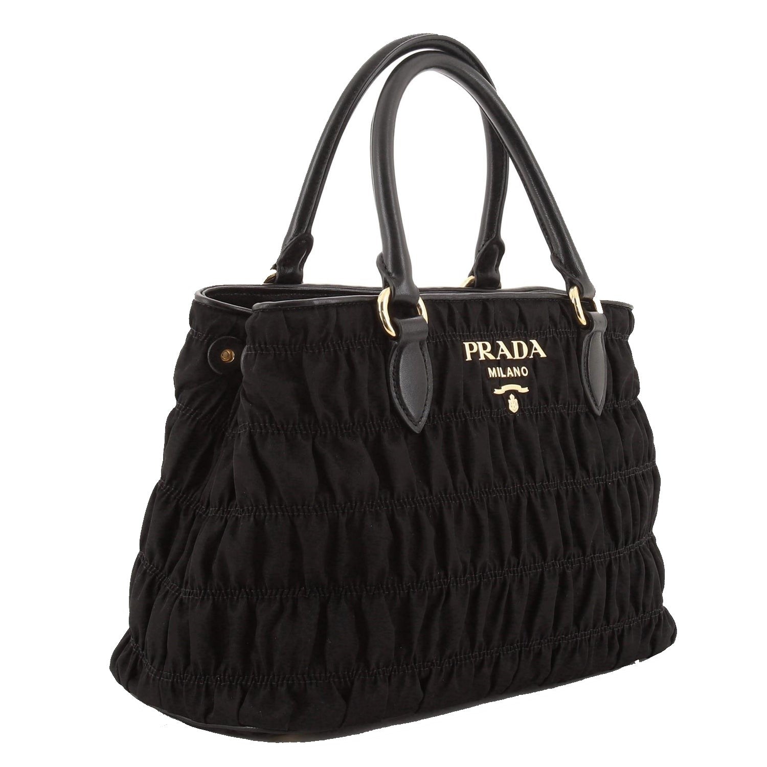 Prada Tessuto Gaufre Nylon Small Black Satchel Handbag 1BA173 at_Queen_Bee_of_Beverly_Hills