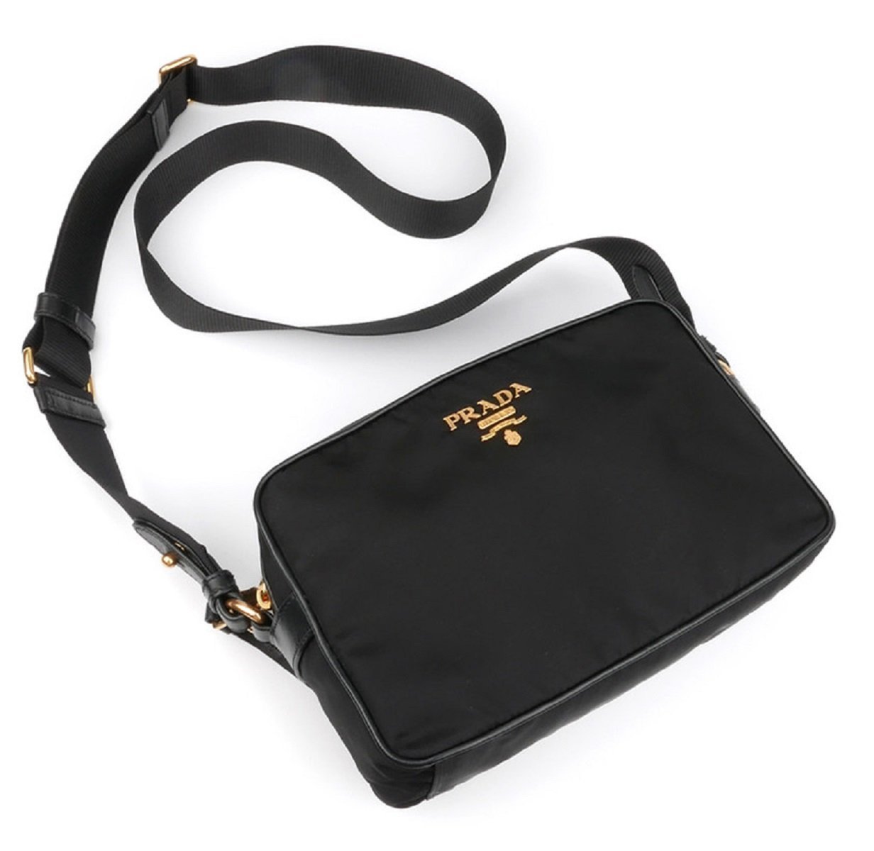 Prada Tessuto Nylon Black Camera Bag Crossbody 1BH089 at_Queen_Bee_of_Beverly_Hills