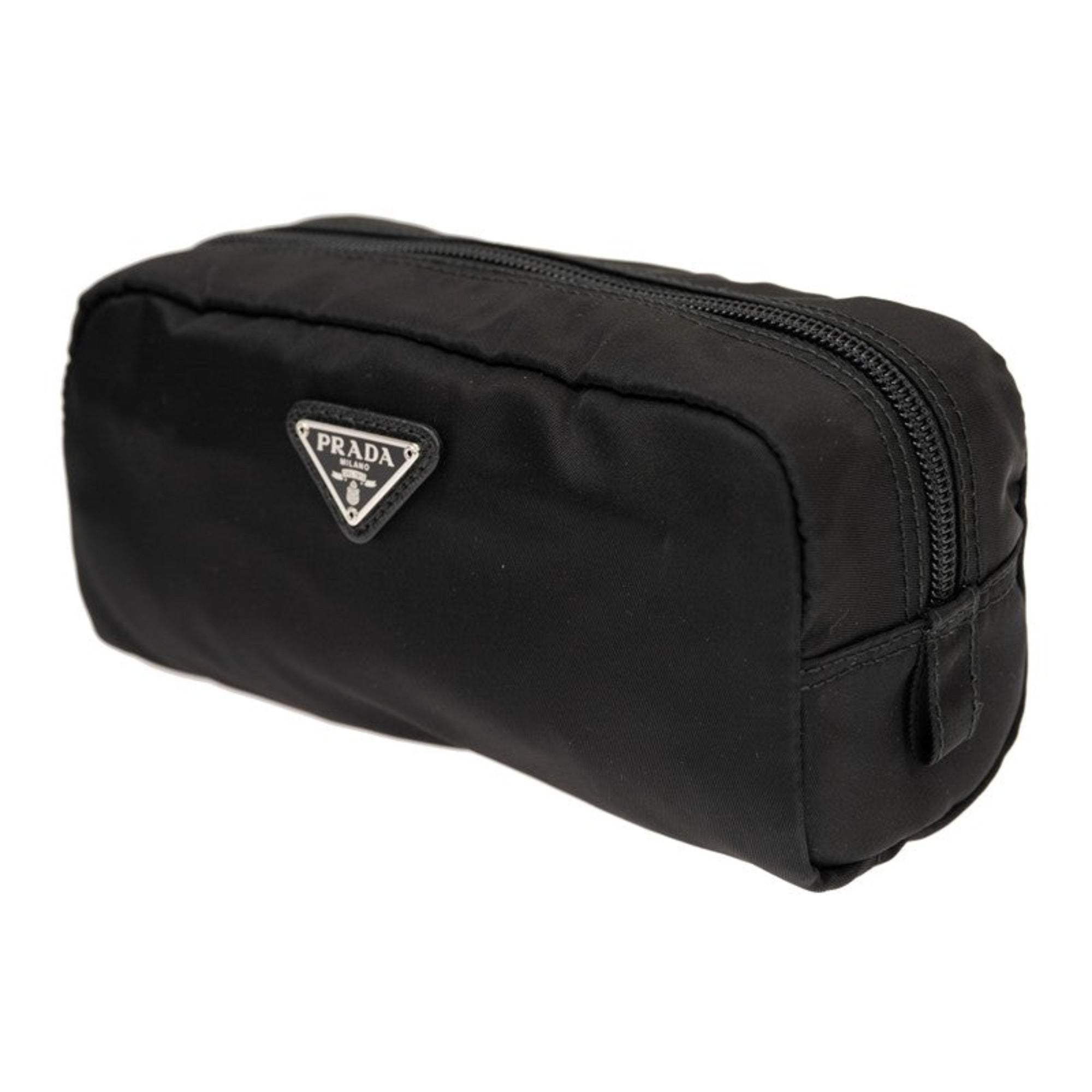 Prada Tessuto Nylon Black Cosmetic Case Necessaire Bag 1NA350 at_Queen_Bee_of_Beverly_Hills