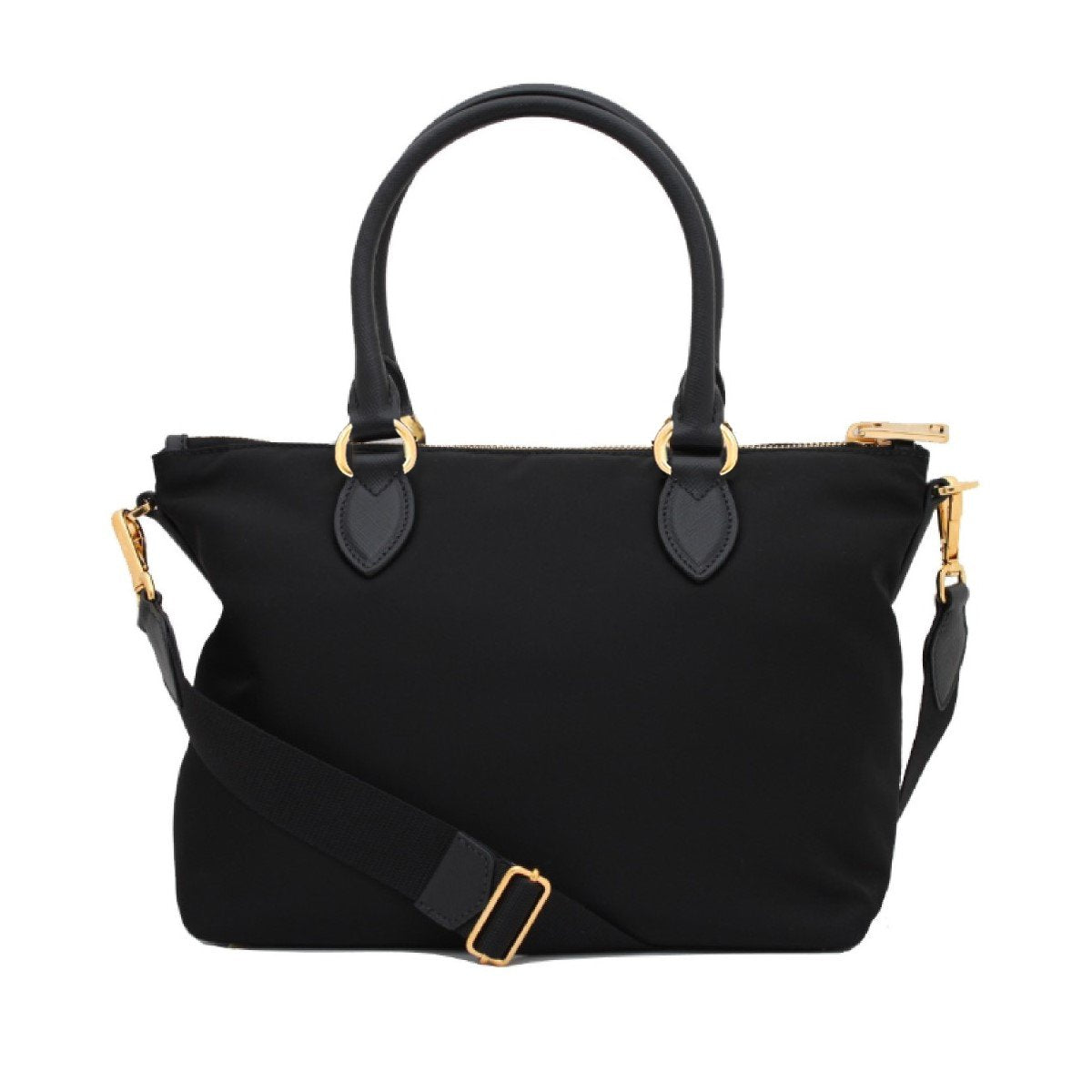 Prada Tessuto Nylon Black Saffiano Leather Trim Small Satchel 1BA275 at_Queen_Bee_of_Beverly_Hills