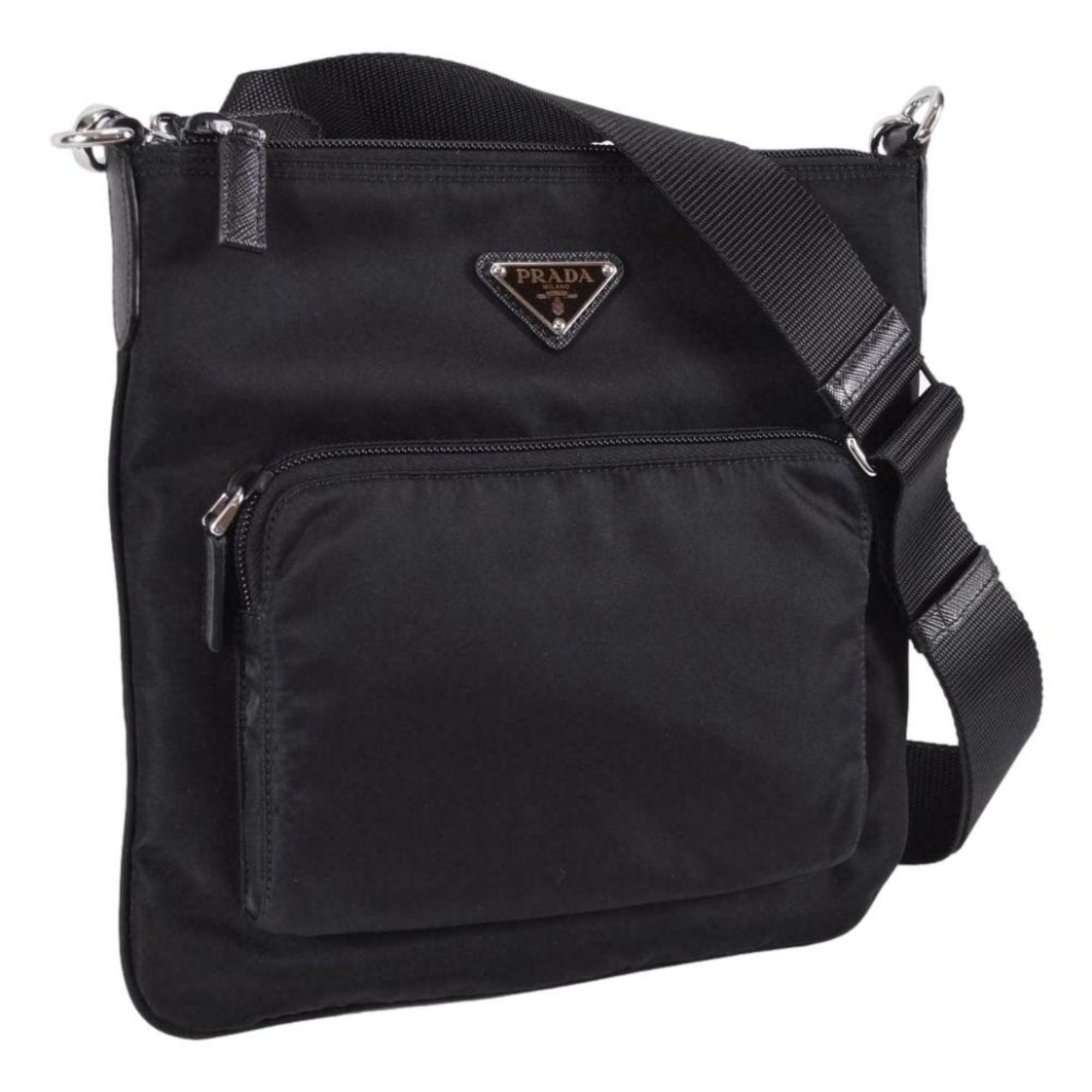 Prada Tessuto Nylon Sport Black Messenger Crossbody Bag 1BH716 at_Queen_Bee_of_Beverly_Hills