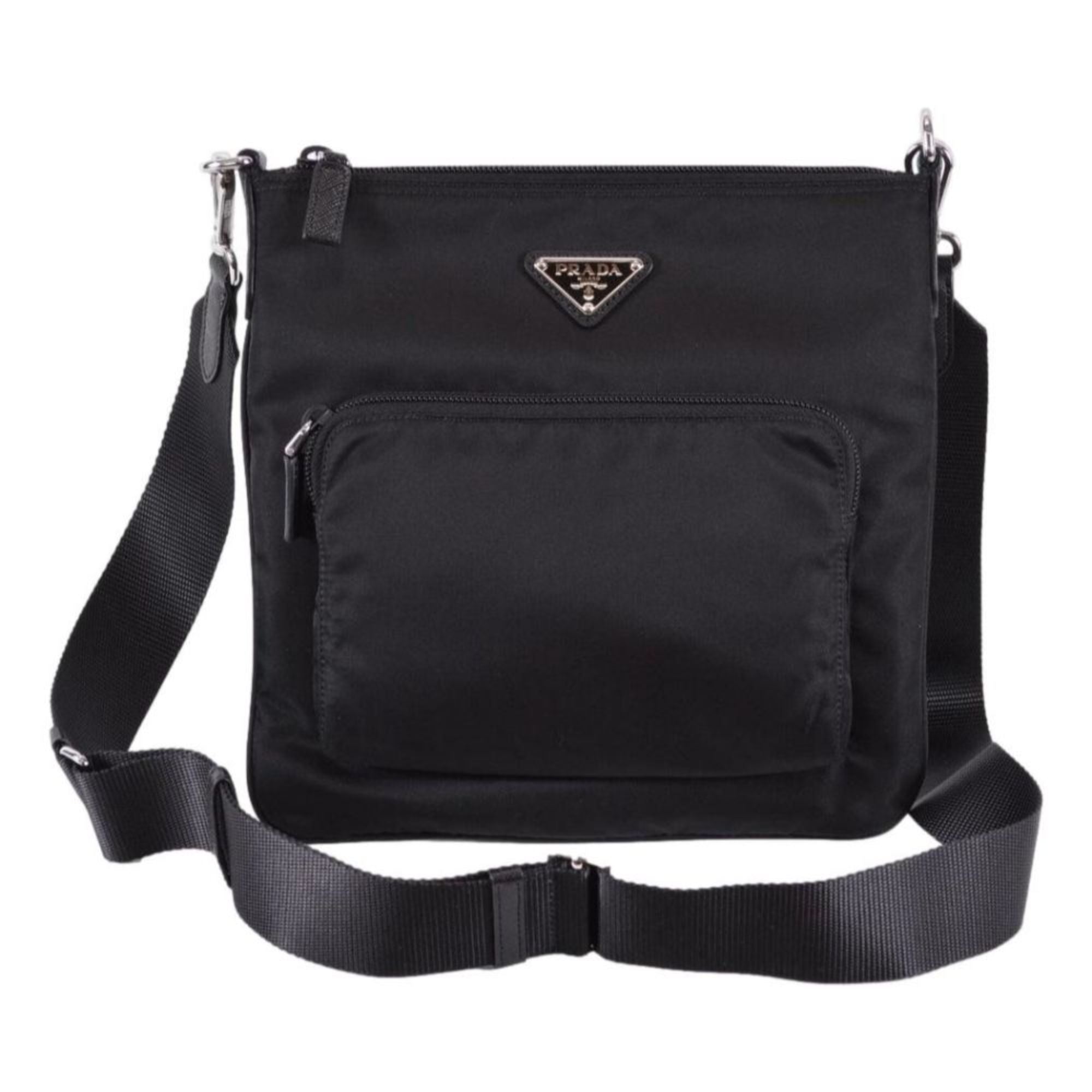 Prada Tessuto Nylon Sport Black Messenger Crossbody Bag 1BH716 at_Queen_Bee_of_Beverly_Hills