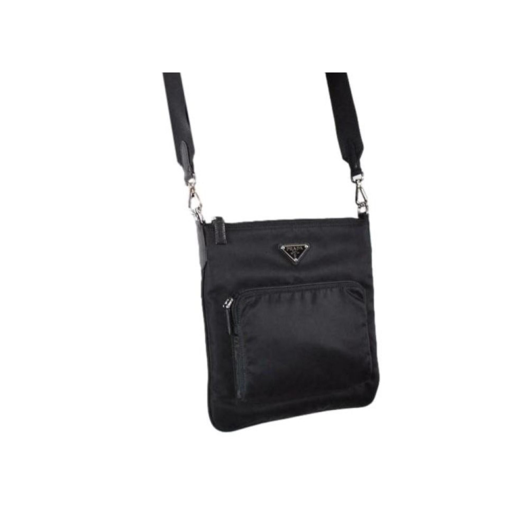Prada Tessuto Nylon Sport Black Messenger Crossbody Bag 1BH716 at_Queen_Bee_of_Beverly_Hills