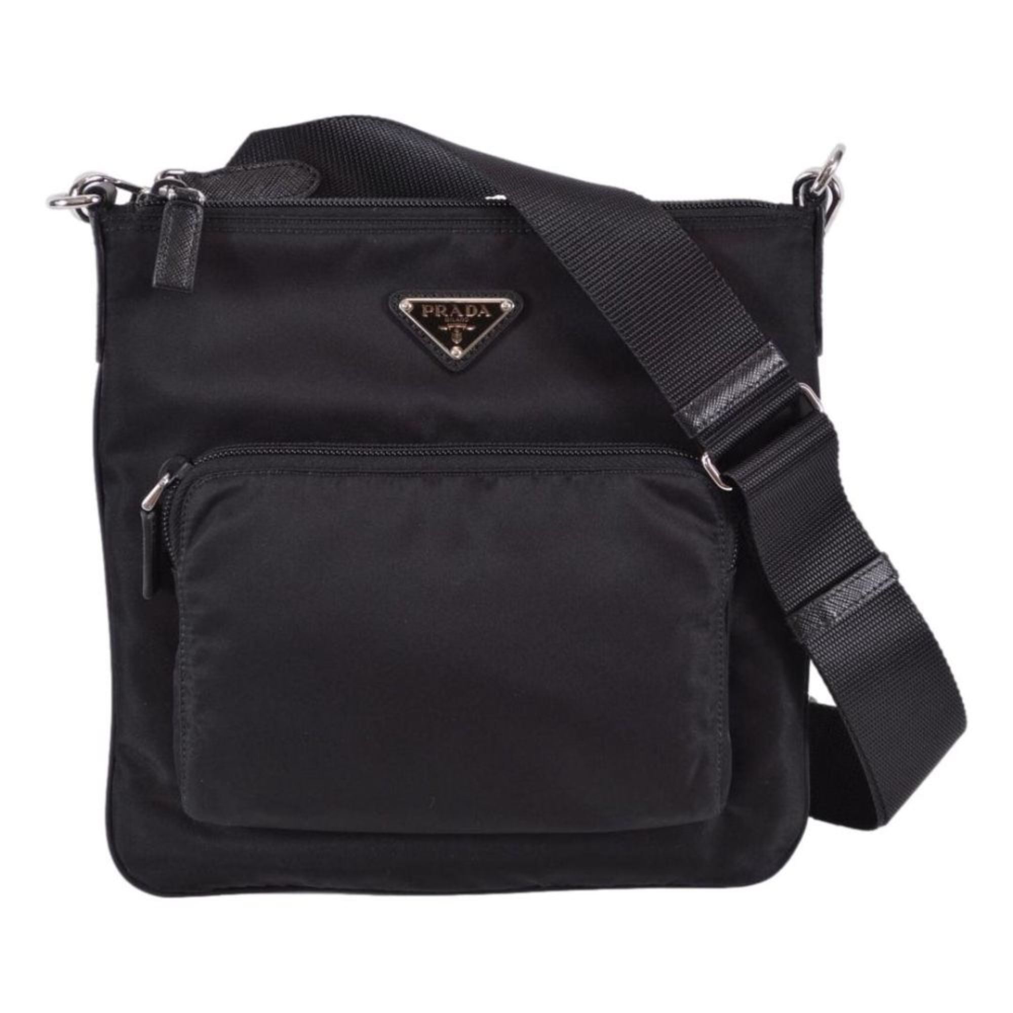 Prada Tessuto Nylon Sport Black Messenger Crossbody Bag 1BH716 at_Queen_Bee_of_Beverly_Hills