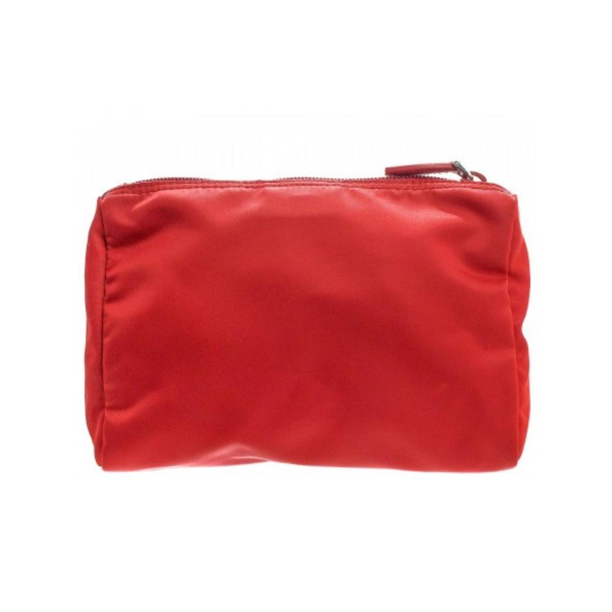 Prada Tessuto Nylon Triangle Logo Small Toiletry Case Rosso Red 1NA011 at_Queen_Bee_of_Beverly_Hills