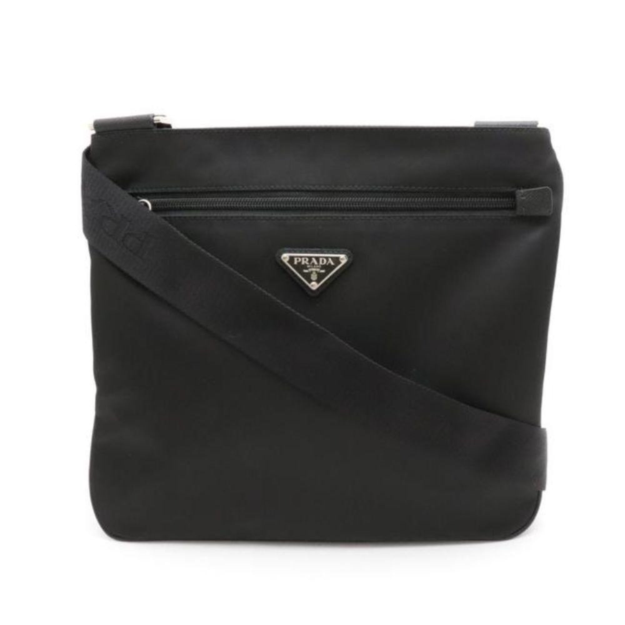 Prada Tessuto Saffiano Black Messenger Bag Crossbody 2VH563 at_Queen_Bee_of_Beverly_Hills