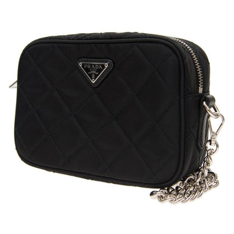 Prada Tessuto Small Nero Black Quilted Nylon Crossbody  Shoulder Bag 1BH028 at_Queen_Bee_of_Beverly_Hills