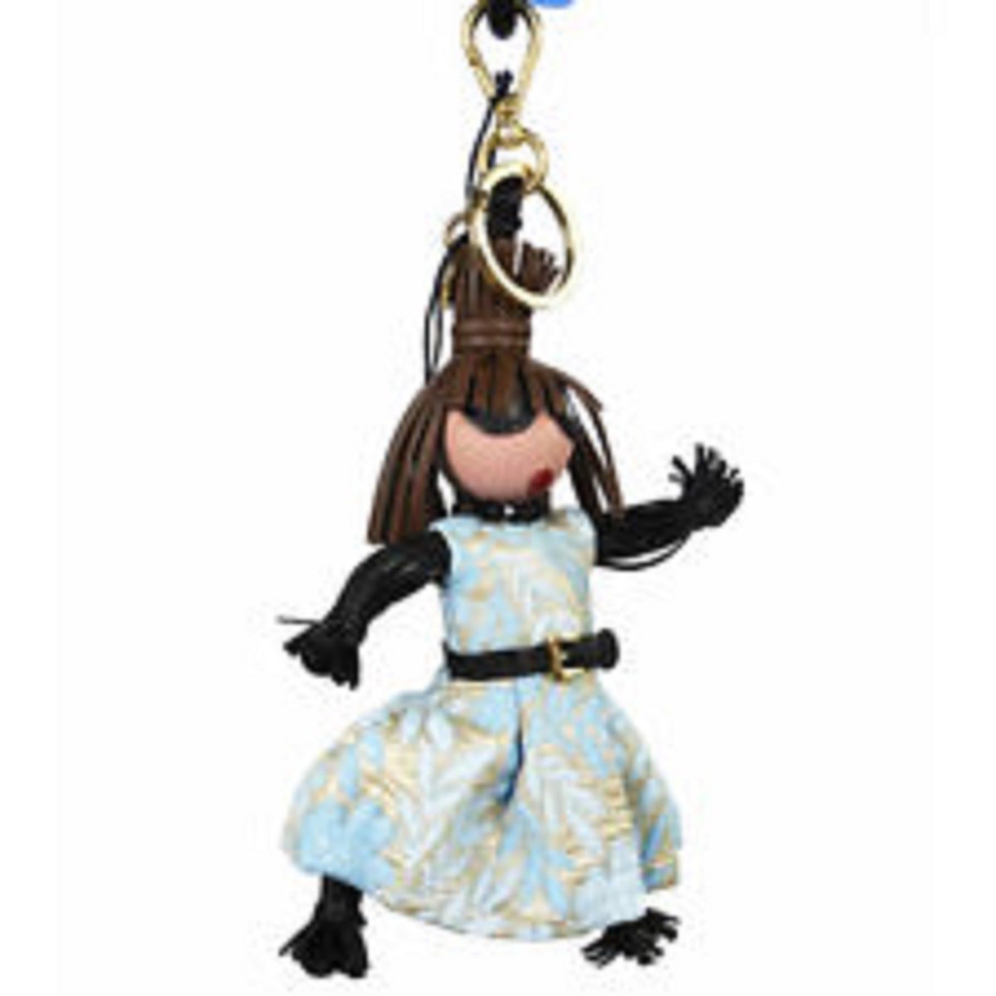 Prada Trick Pelle Azzurro Blue Dress Jasmine Doll Keyring Key Charm 1TL171 at_Queen_Bee_of_Beverly_Hills
