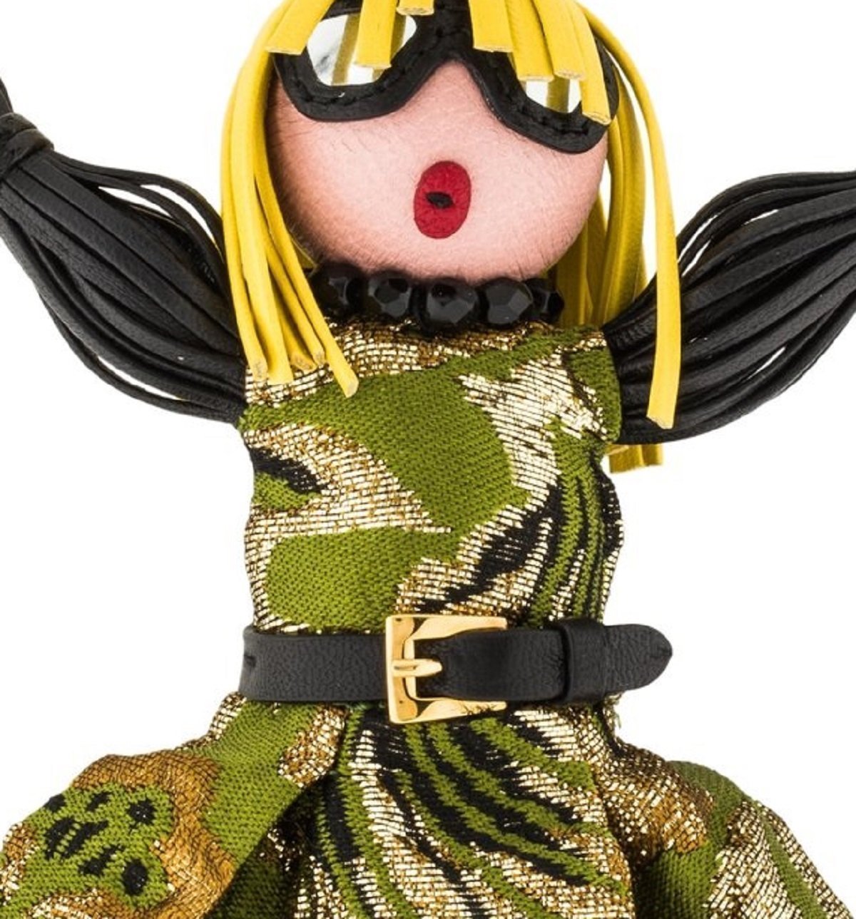 Prada Trick Pelle Felce Green Dress Jasmine Doll Keyring Key Charm 1TL171 at_Queen_Bee_of_Beverly_Hills