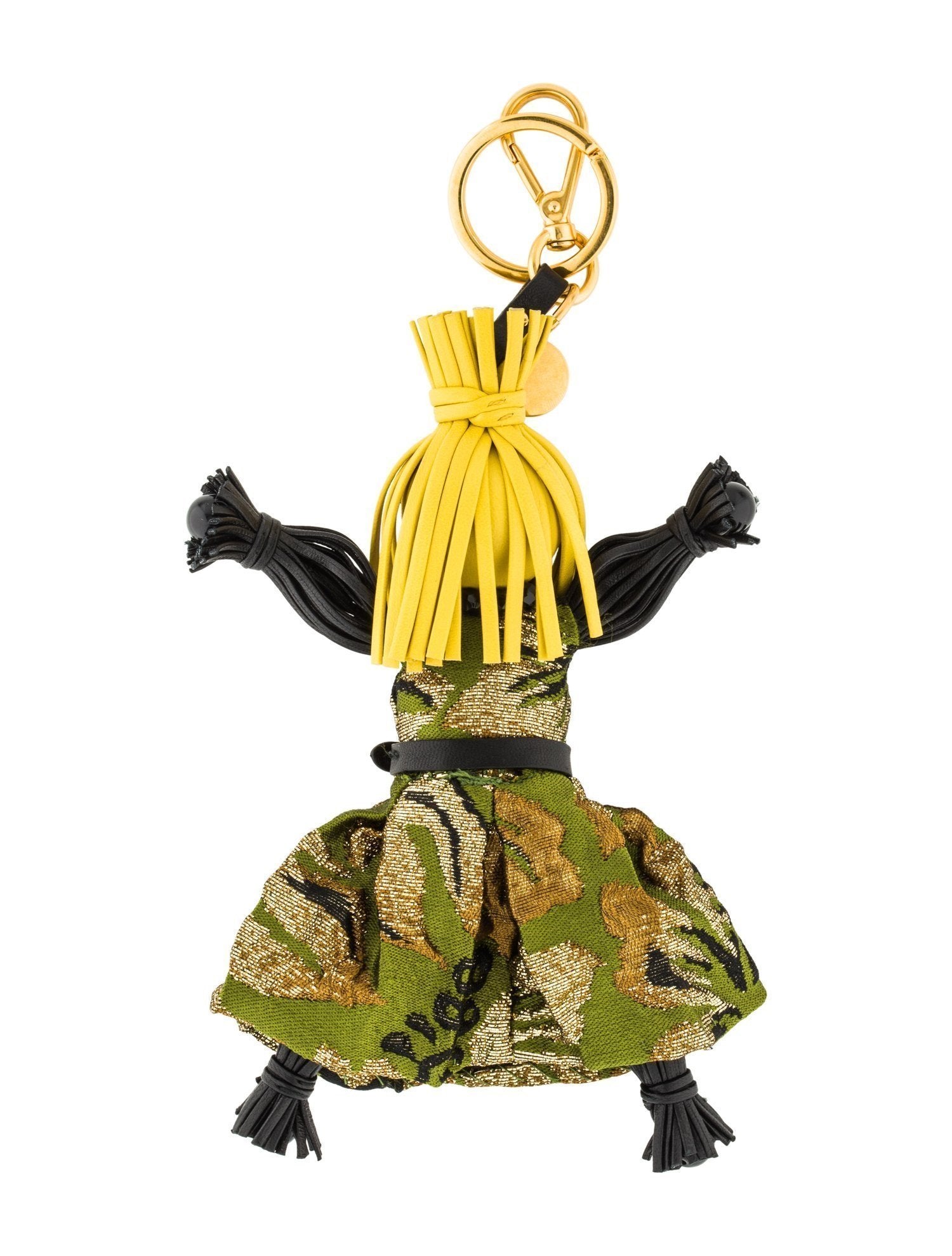 Prada Trick Pelle Felce Green Dress Jasmine Doll Keyring Key Charm 1TL171 at_Queen_Bee_of_Beverly_Hills