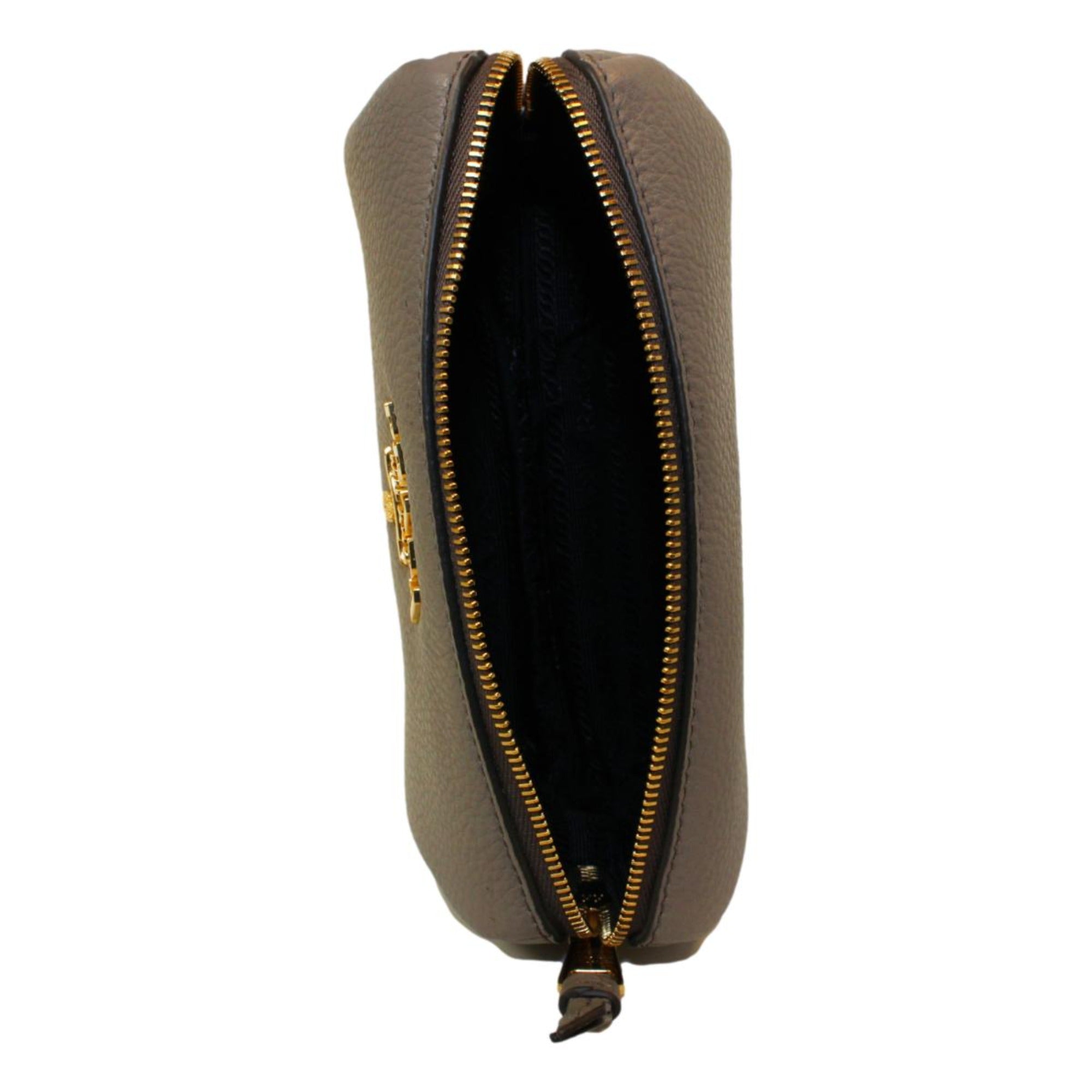 Prada Vitello Daino Argilla Grey Leather Cosmetic Pouch 1ND004 at_Queen_Bee_of_Beverly_Hills