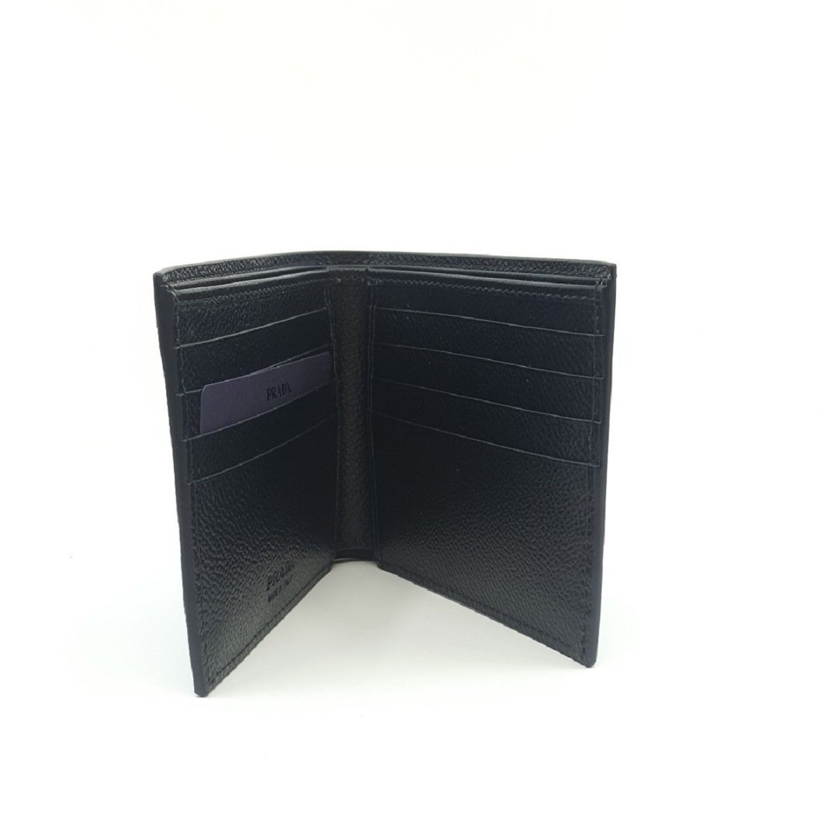 Prada Vitello Micro Grain Baltico Blue Nero Black Mens Wallet 2MO513 at_Queen_Bee_of_Beverly_Hills