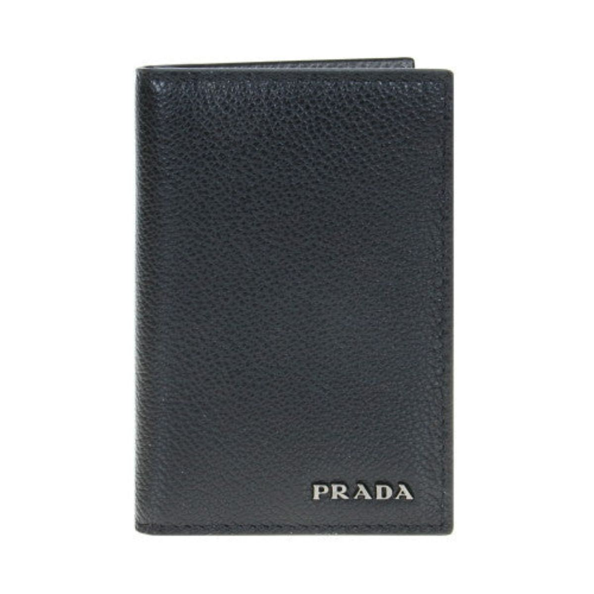 Prada Vitello Micro Grain Mens Vertical Card Holder Black Nero Mercurio 2MC035 at_Queen_Bee_of_Beverly_Hills