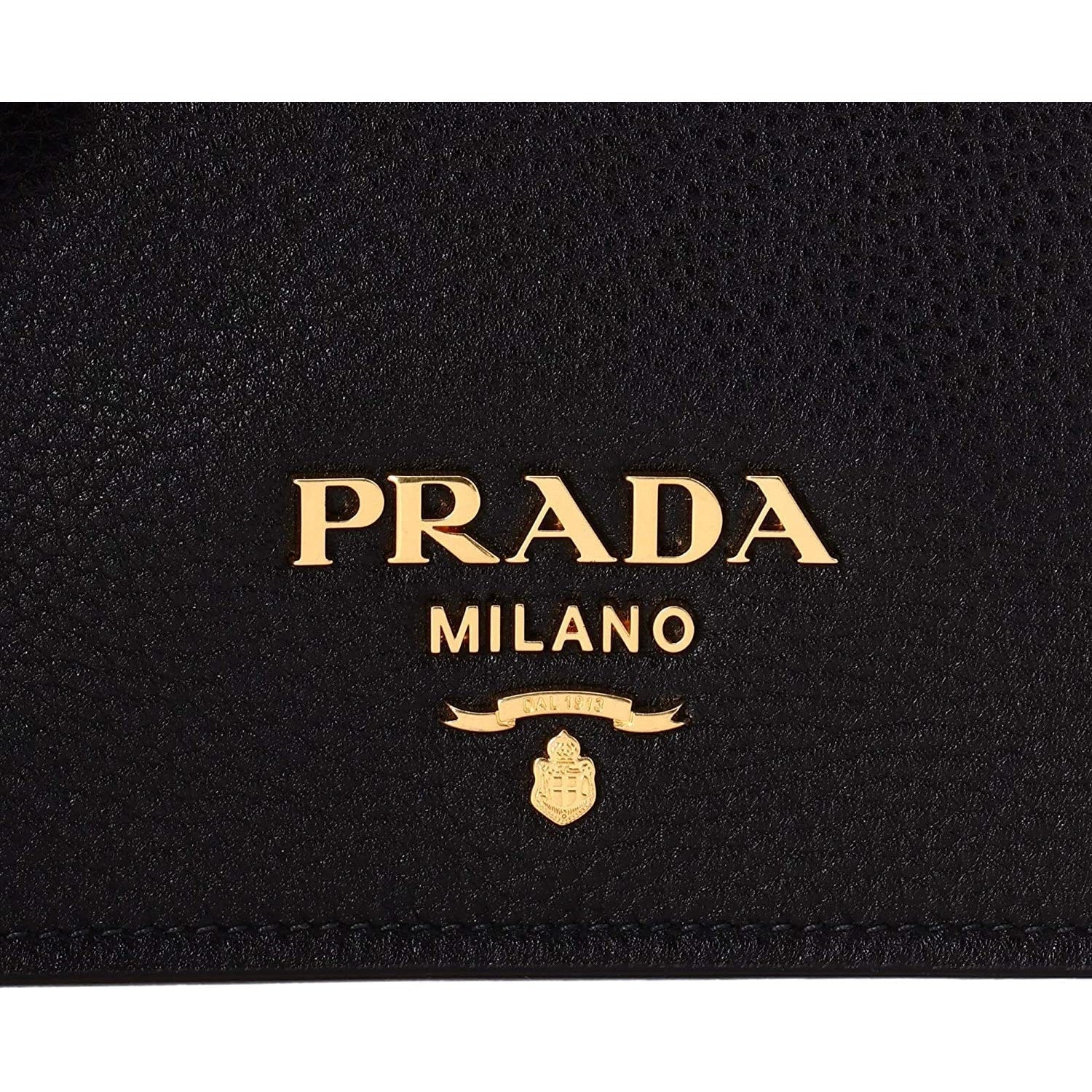 Prada Vitello Phenix Black Leather Flap Crossbody Bag 1BD163 at_Queen_Bee_of_Beverly_Hills
