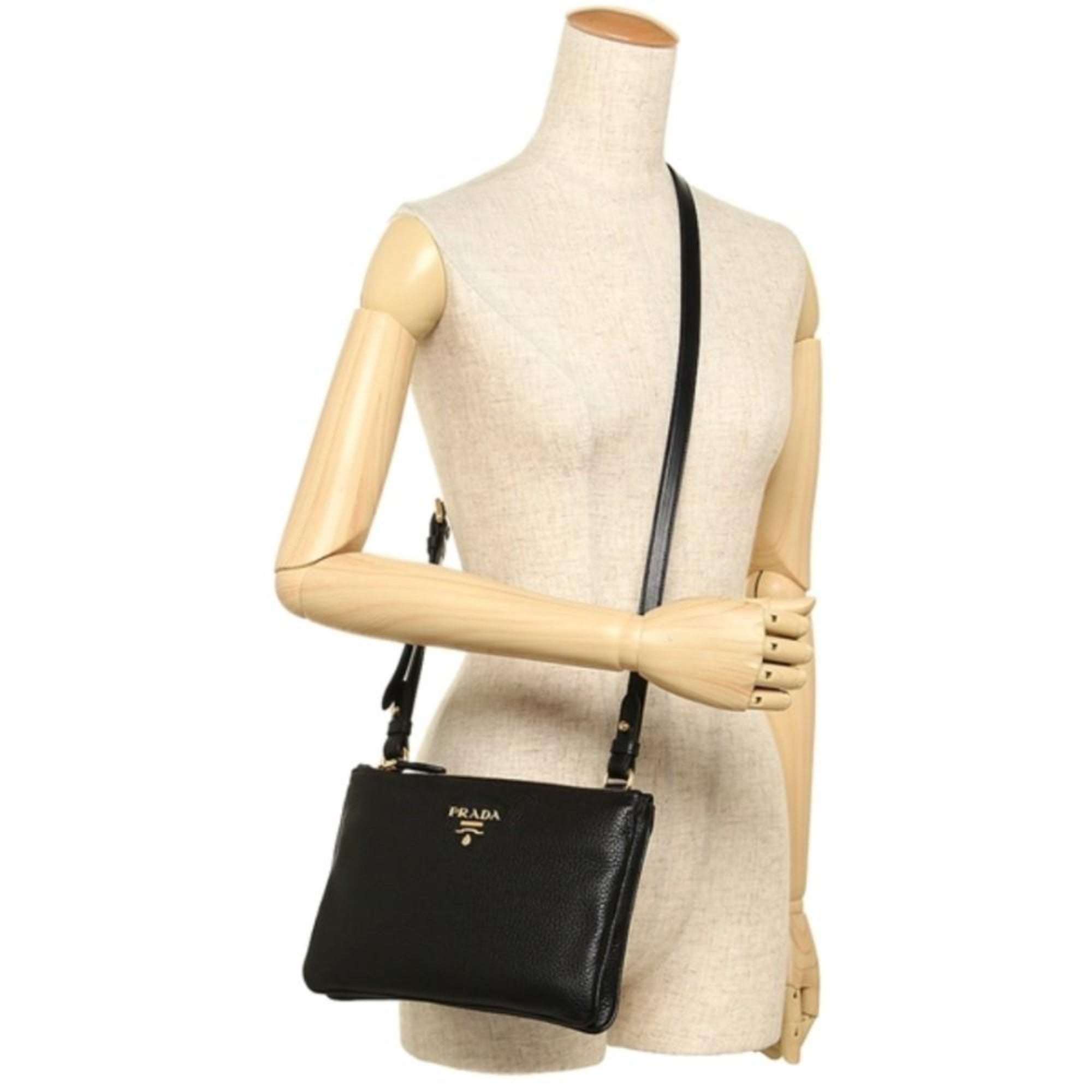 Prada Vitello Phenix Leather Gold Hardware Black Crossbody 1BH046 at_Queen_Bee_of_Beverly_Hills