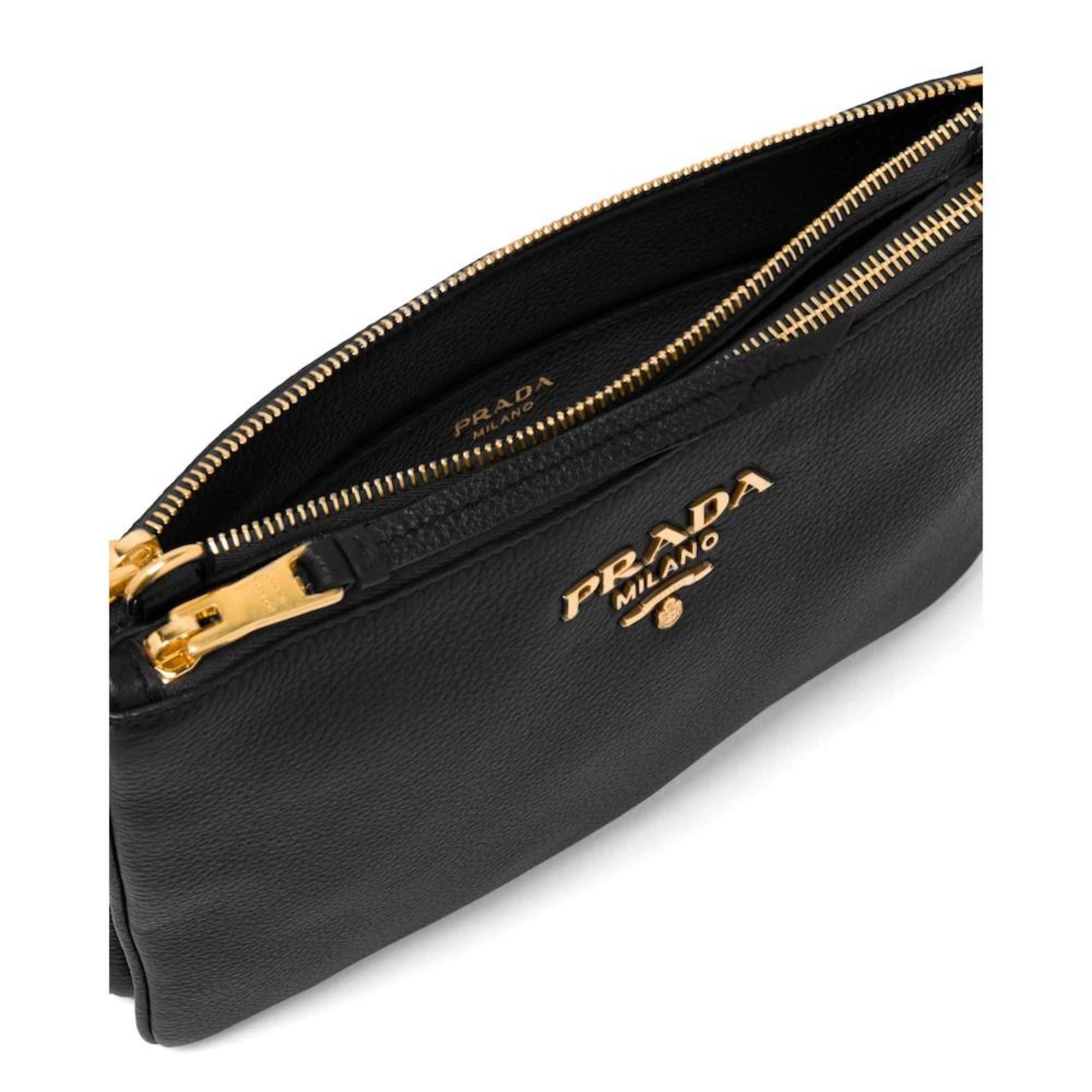 Prada Vitello Phenix Leather Gold Hardware Black Crossbody 1BH046 at_Queen_Bee_of_Beverly_Hills