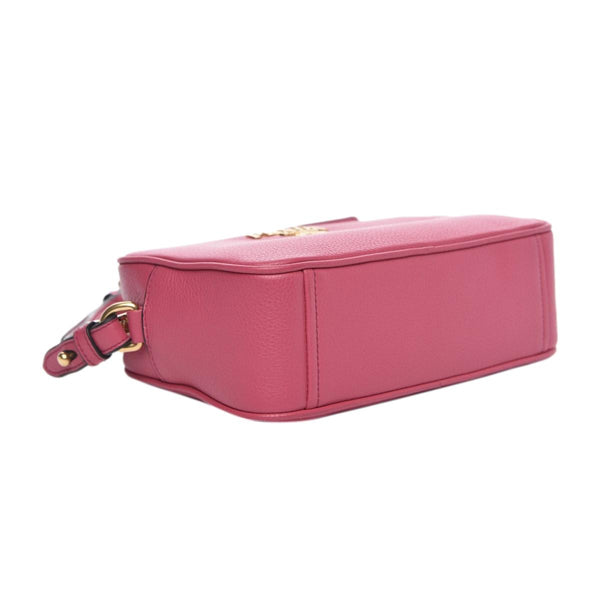 Prada Vitello Phenix Pink Leather Silver Logo Small Camera Crossbody Bag