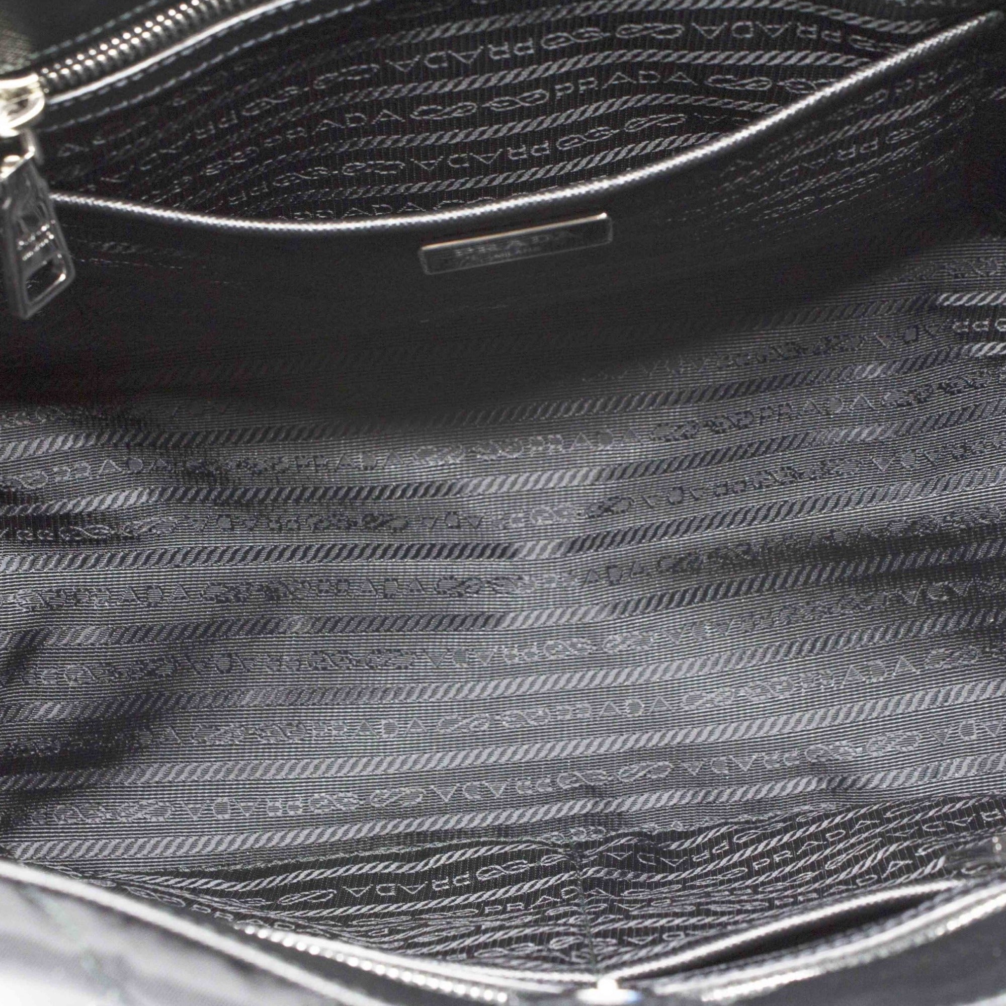 Prada Women's Black Quilted Tessuto Chain Shoulder Bag Tote 1BG740 at_Queen_Bee_of_Beverly_Hills
