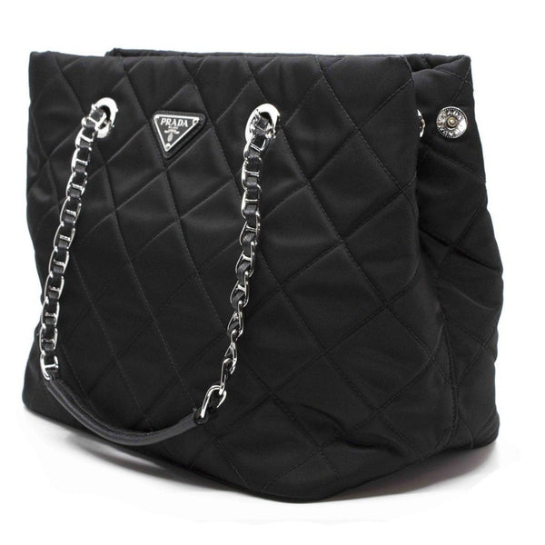 Prada Black Quilted Tessuto Chain Shoulder Bag Tote – Queen Bee of Beverly  Hills