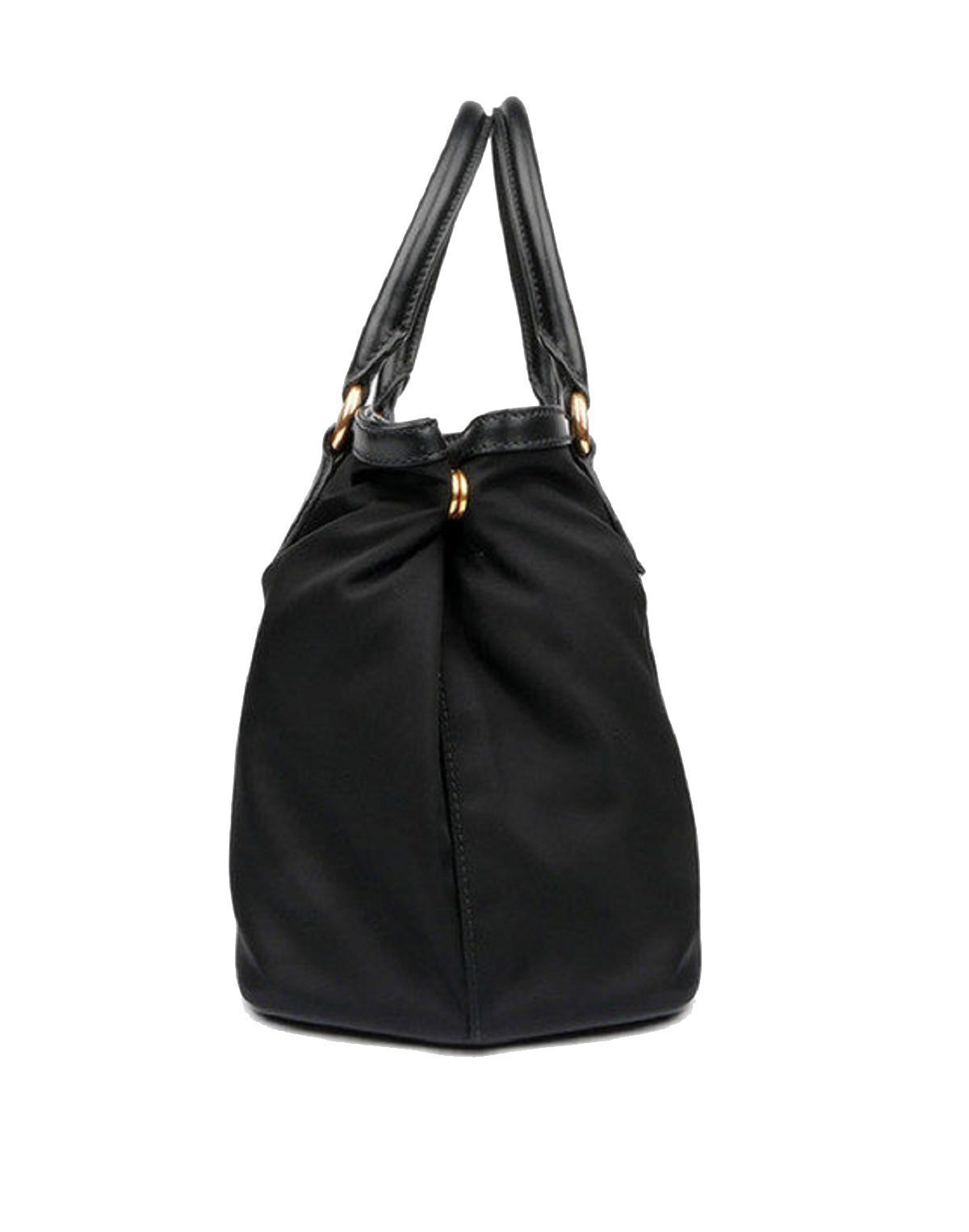Prada Women's Black Tessuto Nylon Soft Calf Handbag Satchel 1BA173 at_Queen_Bee_of_Beverly_Hills