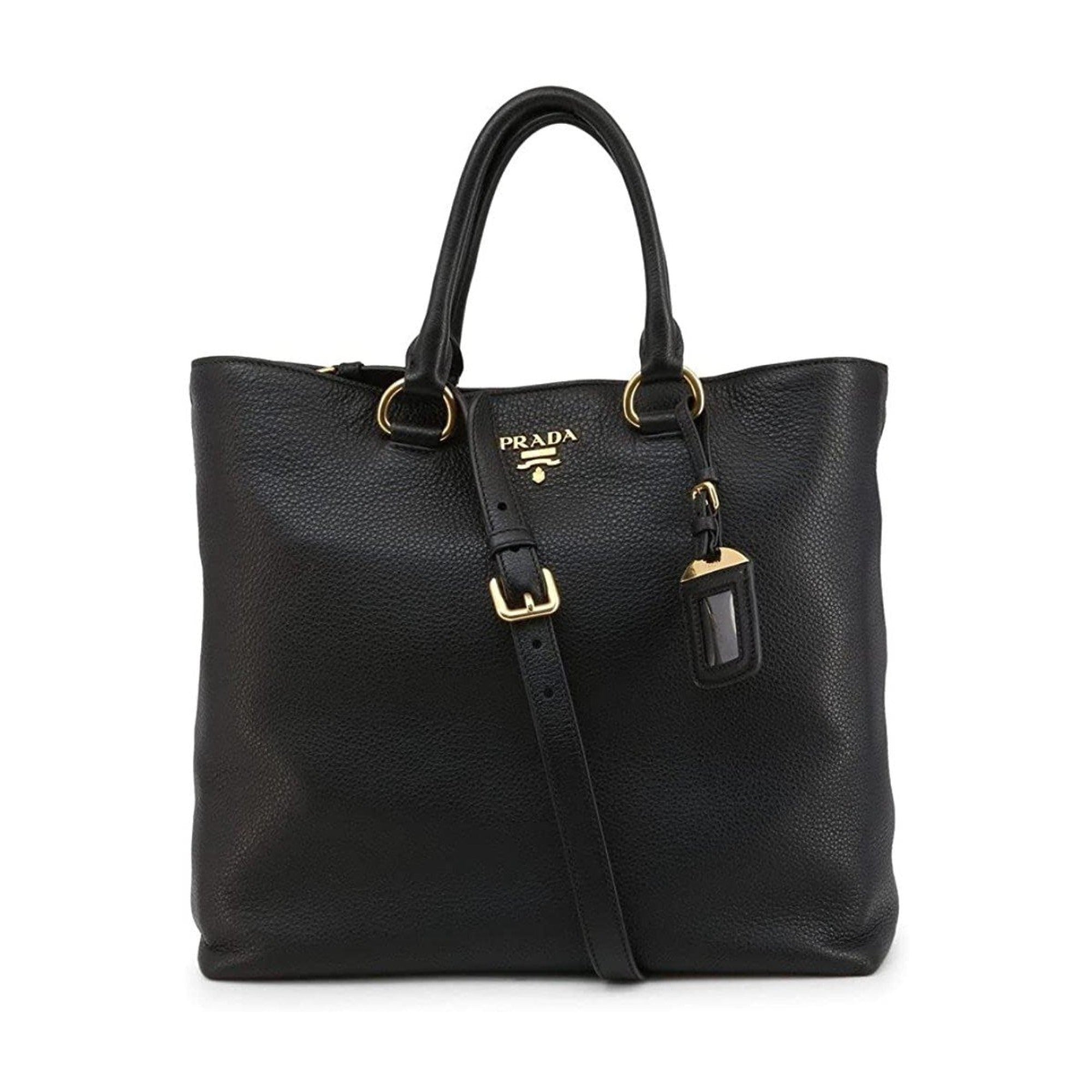 Prada Women's Black Vitello Phenix Calfskin Leather Shopping Tote Bag 1BG865 at_Queen_Bee_of_Beverly_Hills