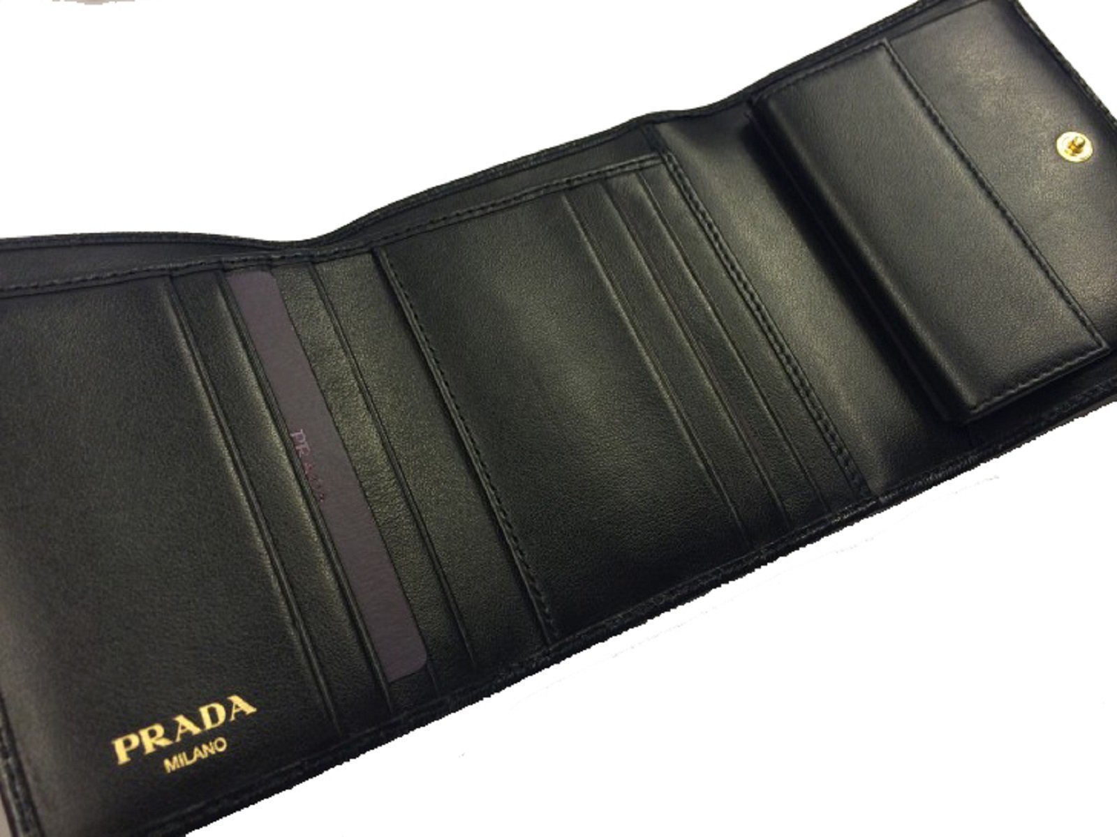 Prada Women's Wallet Vitello Move Bi Fold Black 1MH176 at_Queen_Bee_of_Beverly_Hills