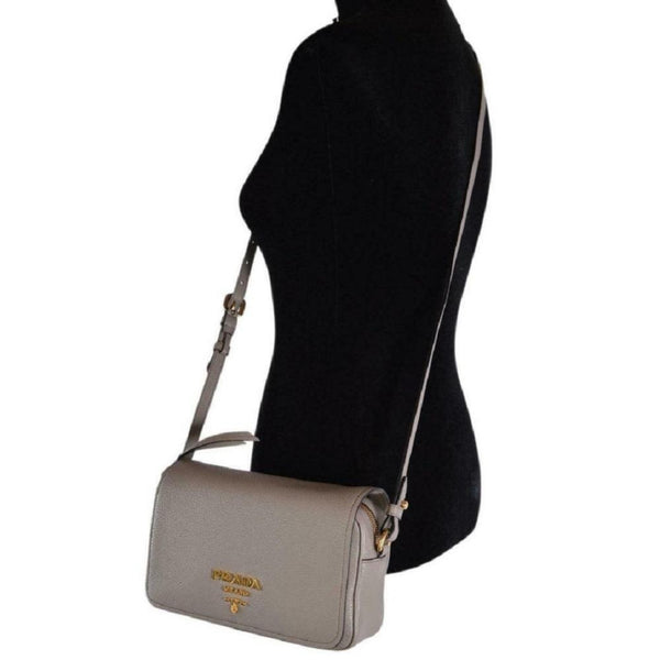 Prada Women's 1BD163 Blue Leather Shoulder Bag: Handbags